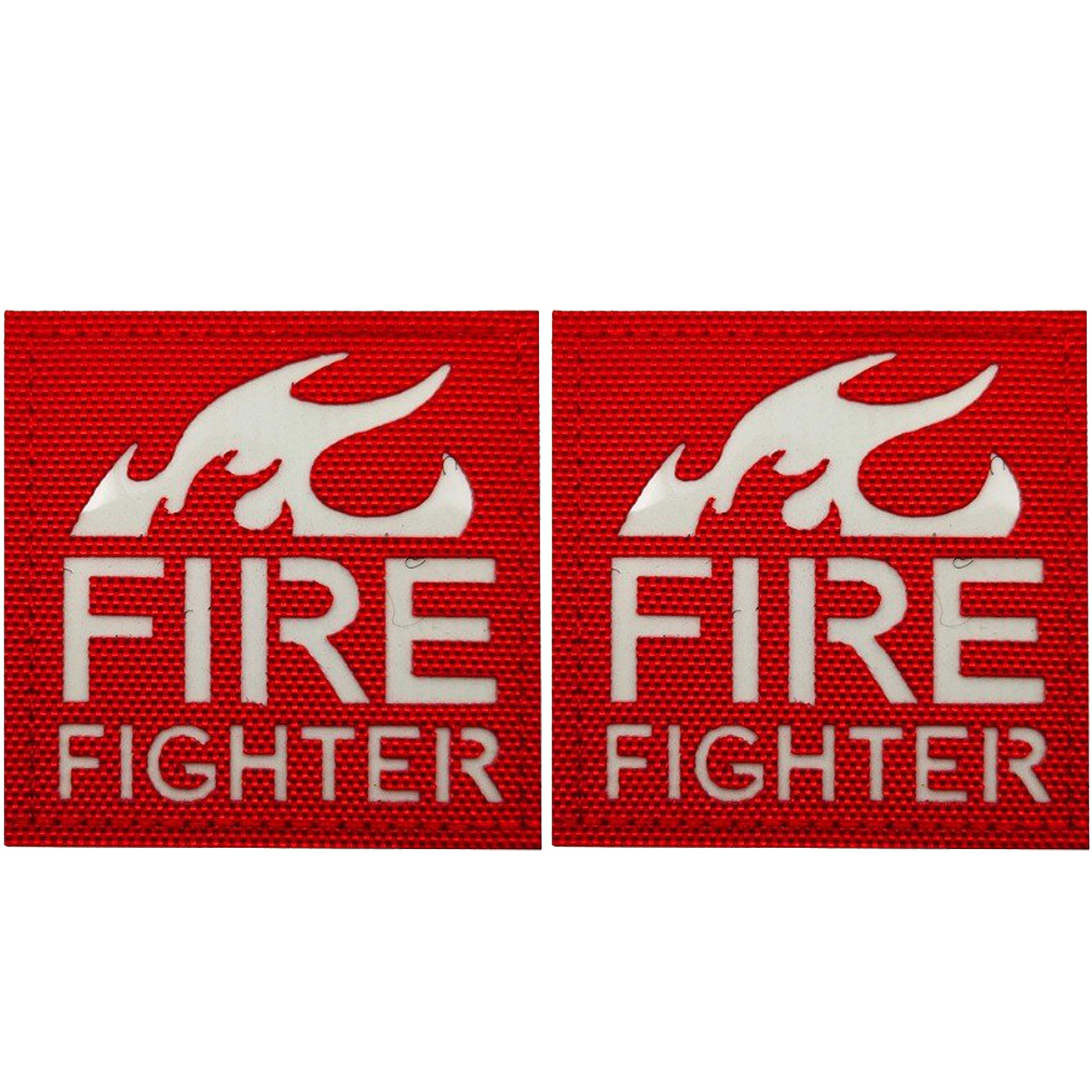 2 Pack Glow Dark Firefighter Fire Patches - Fastener Hook and Loop Backing Emblem Tactical Military Appliques Decorative Badges, 1.97 x 1.97 Inch