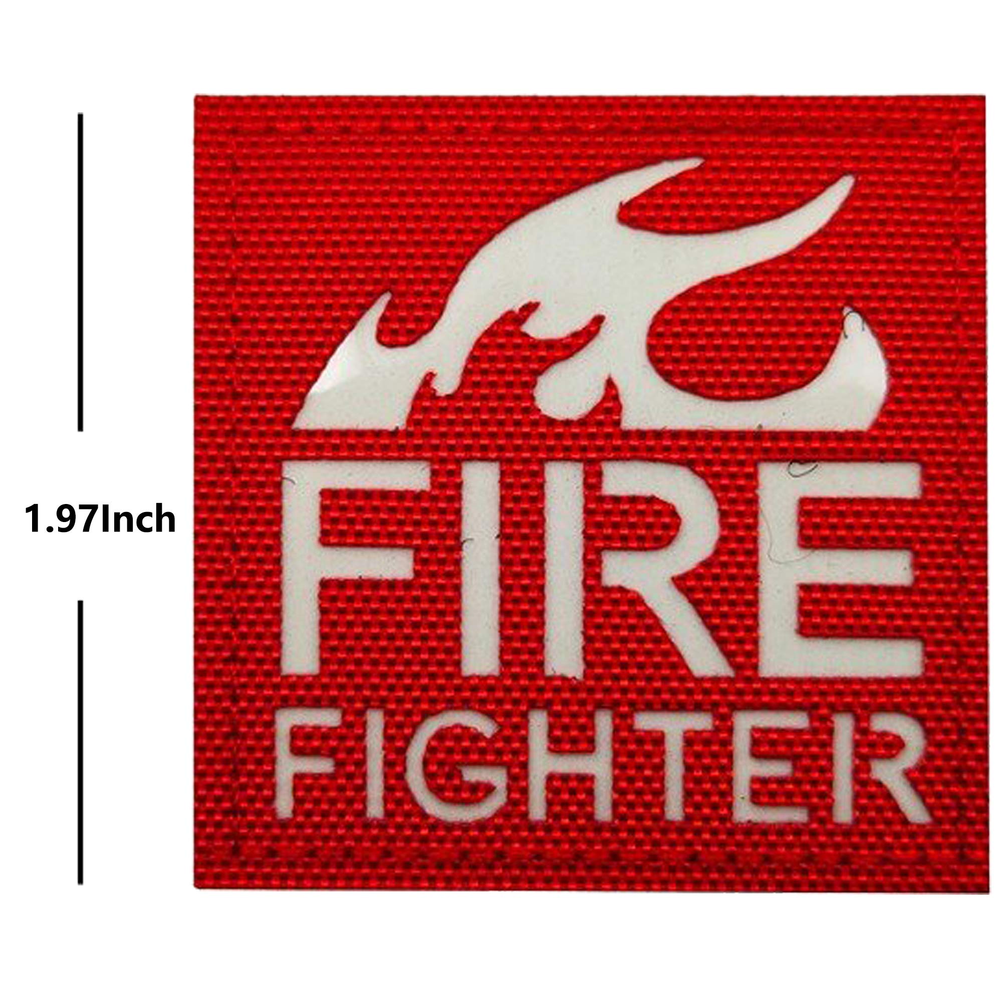 2 Pack Glow Dark Firefighter Fire Patches - Fastener Hook and Loop Backing Emblem Tactical Military Appliques Decorative Badges, 1.97 x 1.97 Inch - Image 2