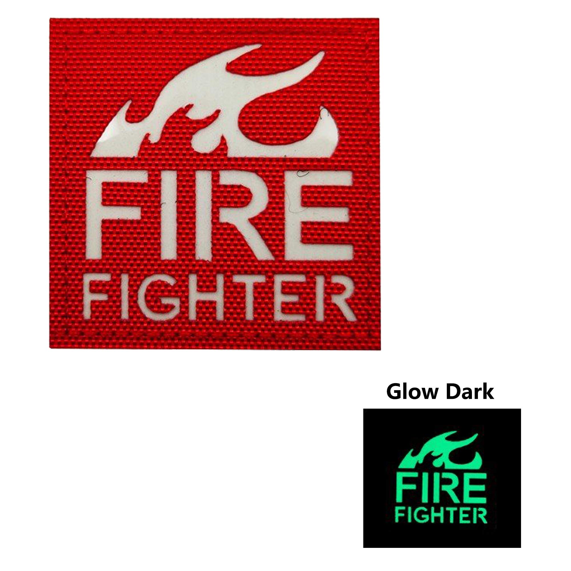 2 Pack Glow Dark Firefighter Fire Patches - Fastener Hook and Loop Backing Emblem Tactical Military Appliques Decorative Badges, 1.97 x 1.97 Inch - Image 3