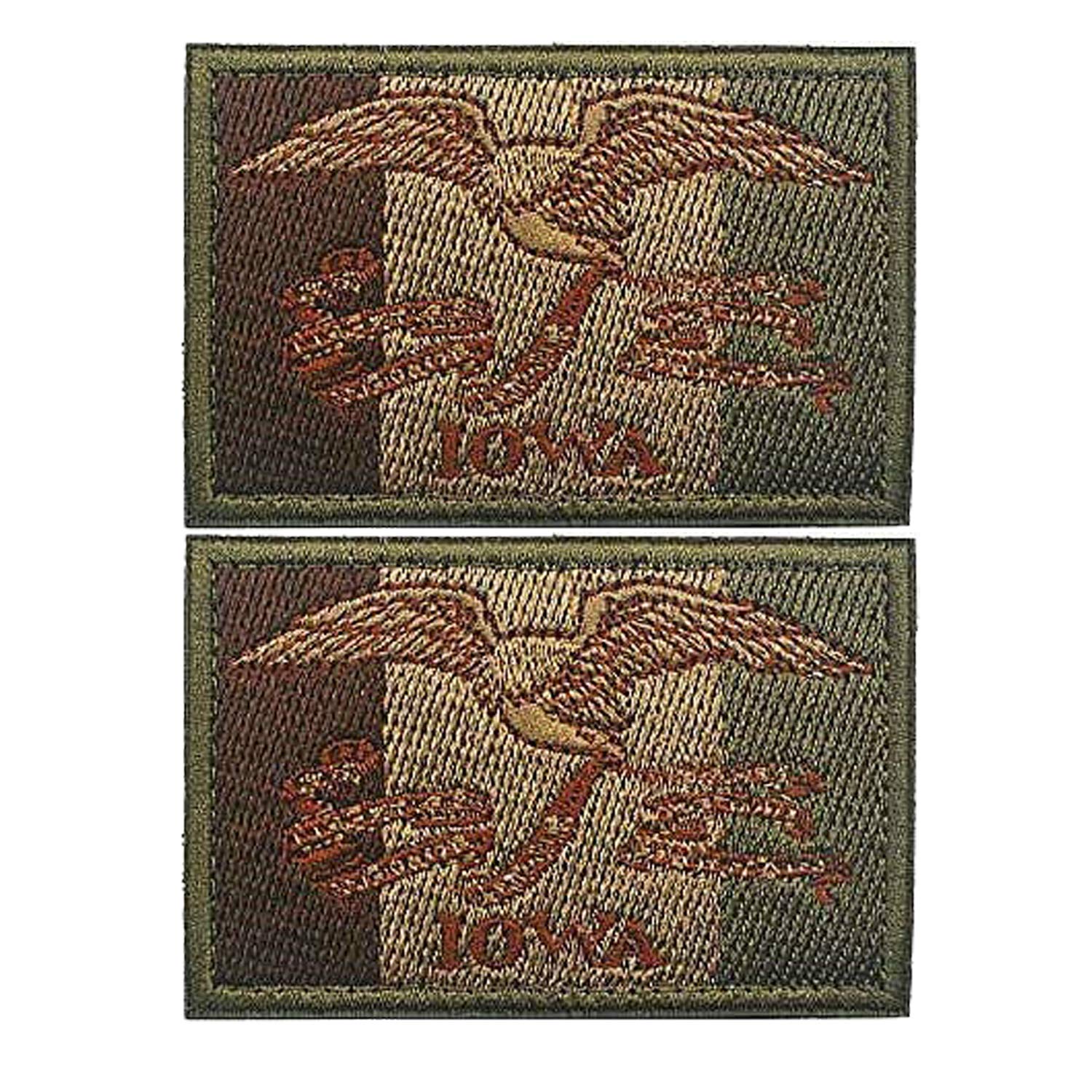 2 Pack Iowa Flag Patch, USA US American Iowa State Flag Embroidered Patches, Fastener Backing Hook and Loop Attach - Emblem Badge Decorative Applique for Military Uniform Tactical Vest Bag Jacket