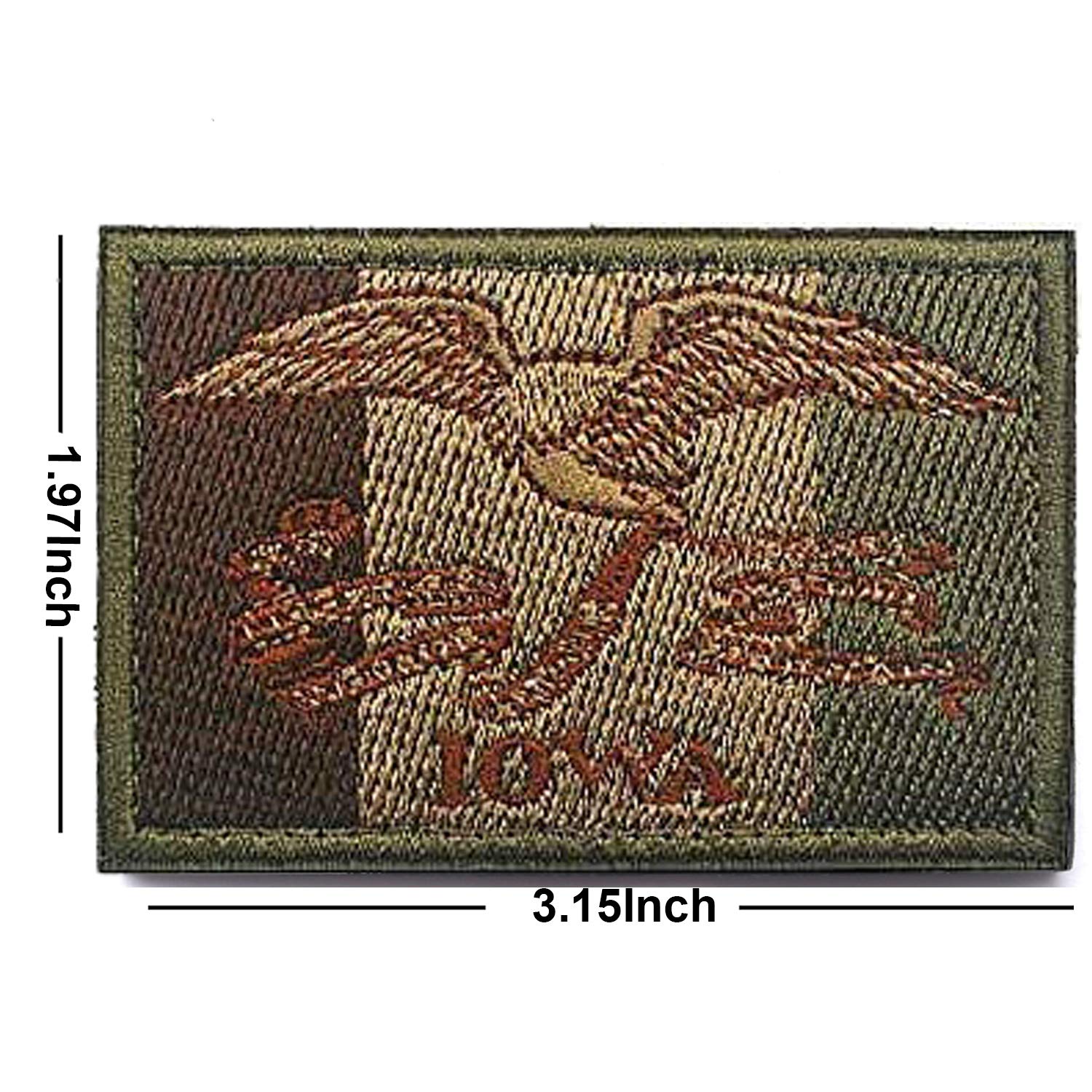 2 Pack Iowa Flag Patch, USA US American Iowa State Flag Embroidered Patches, Fastener Backing Hook and Loop Attach - Emblem Badge Decorative Applique for Military Uniform Tactical Vest Bag Jacket - Image 2