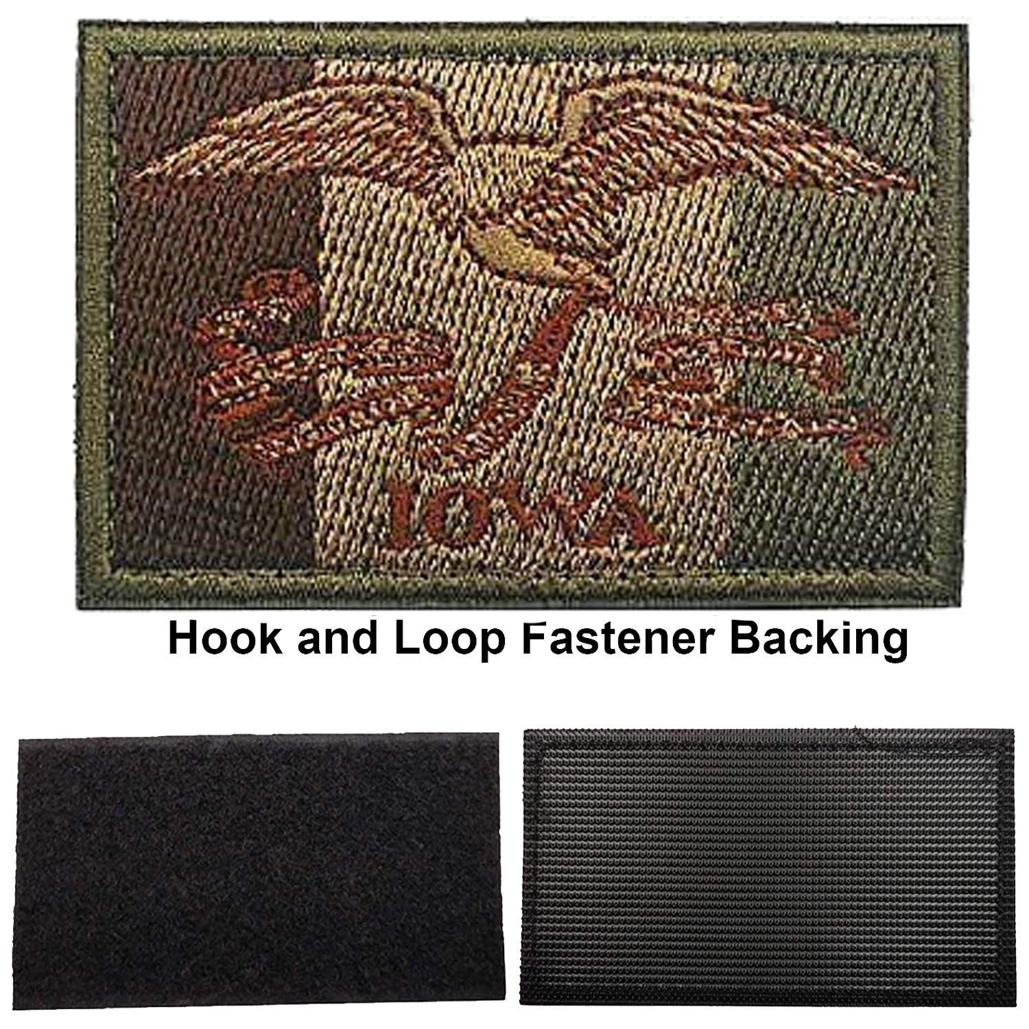 2 Pack Iowa Flag Patch, USA US American Iowa State Flag Embroidered Patches, Fastener Backing Hook and Loop Attach - Emblem Badge Decorative Applique for Military Uniform Tactical Vest Bag Jacket - Image 3