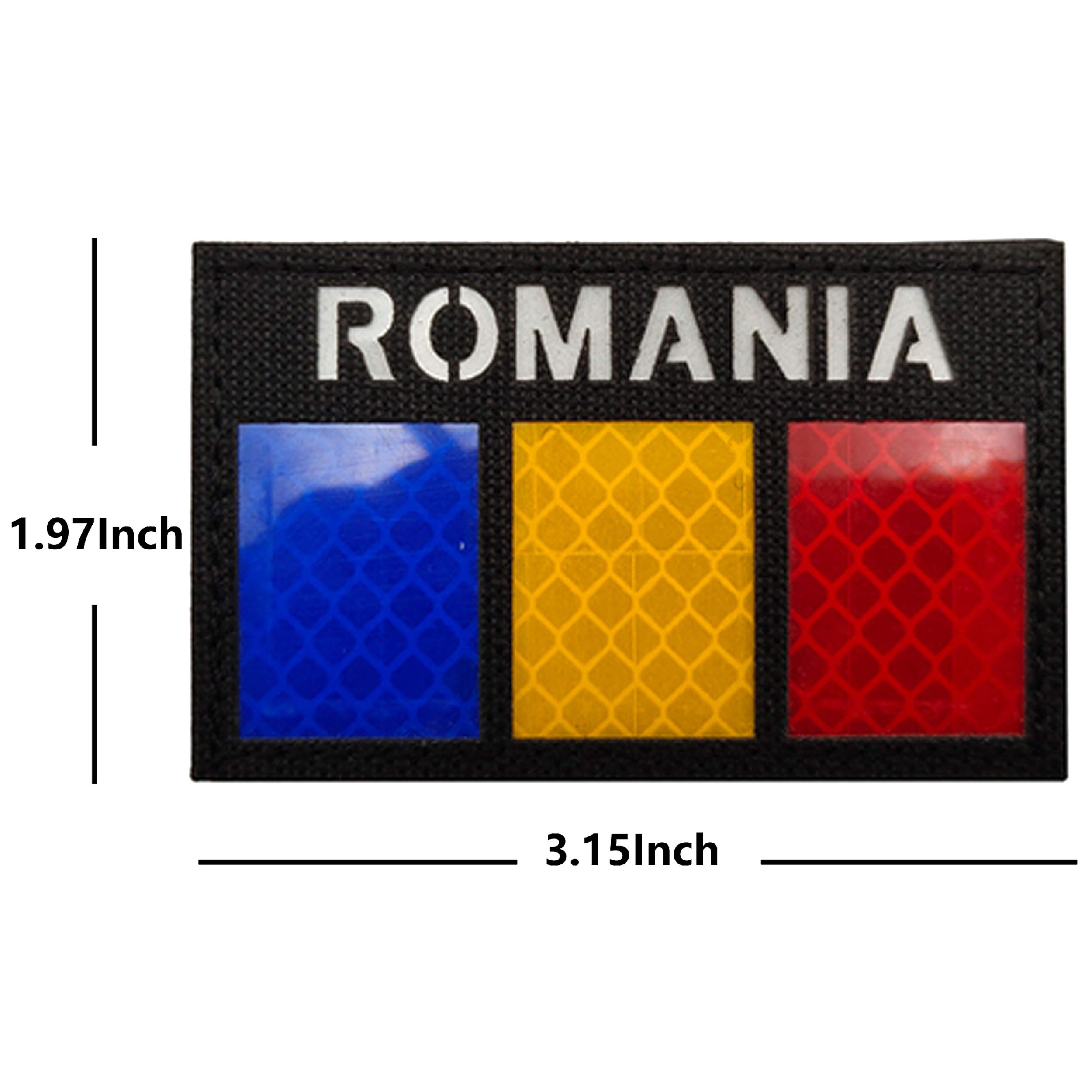 2 Pack Romania Flag IR Infrared Reflective Patch, Romanian National DIY Tactical Military Morale Emblem Armband Badges Decorative Appliques with Hook and Loop Fastener Backing - Image 2