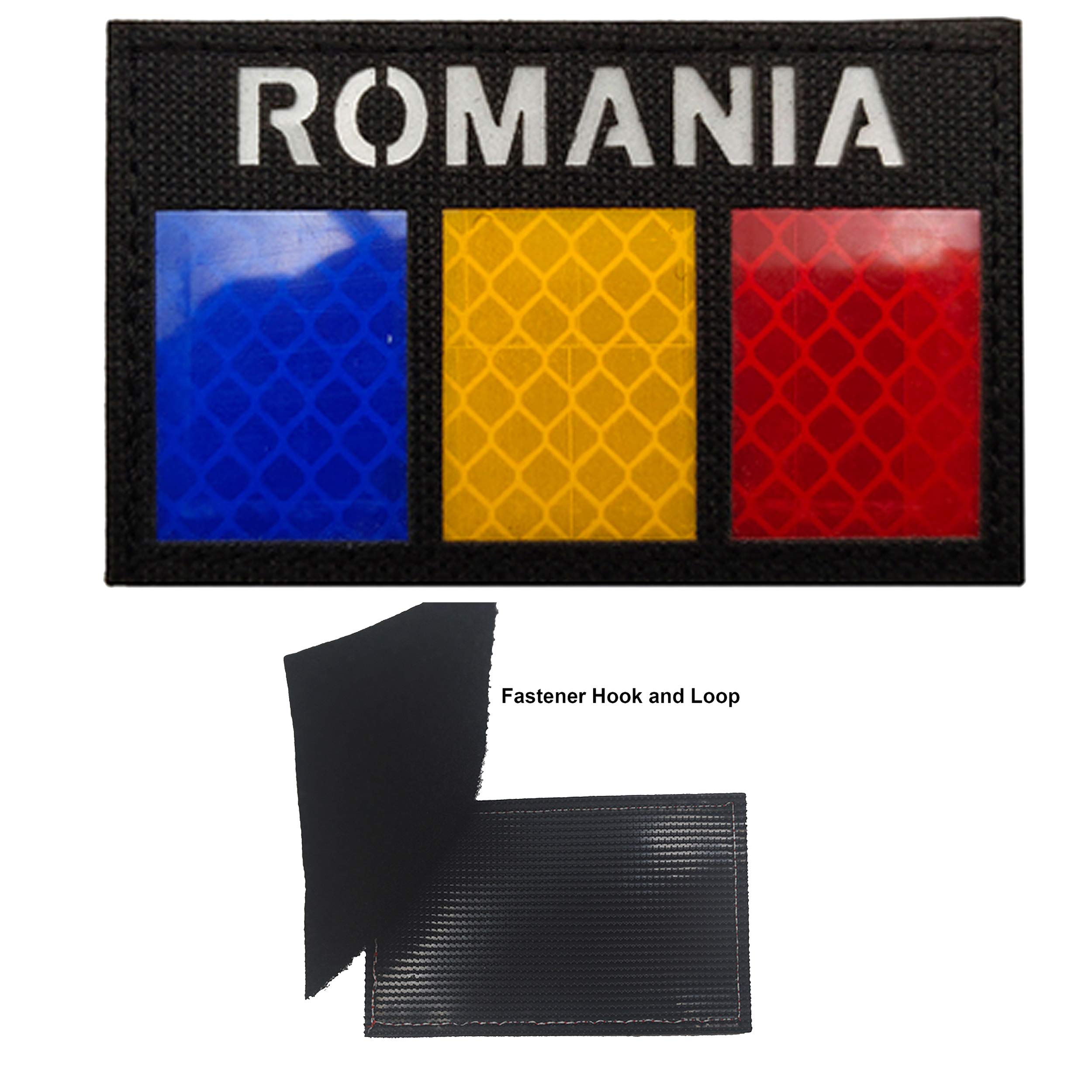 2 Pack Romania Flag IR Infrared Reflective Patch, Romanian National DIY Tactical Military Morale Emblem Armband Badges Decorative Appliques with Hook and Loop Fastener Backing - Image 5