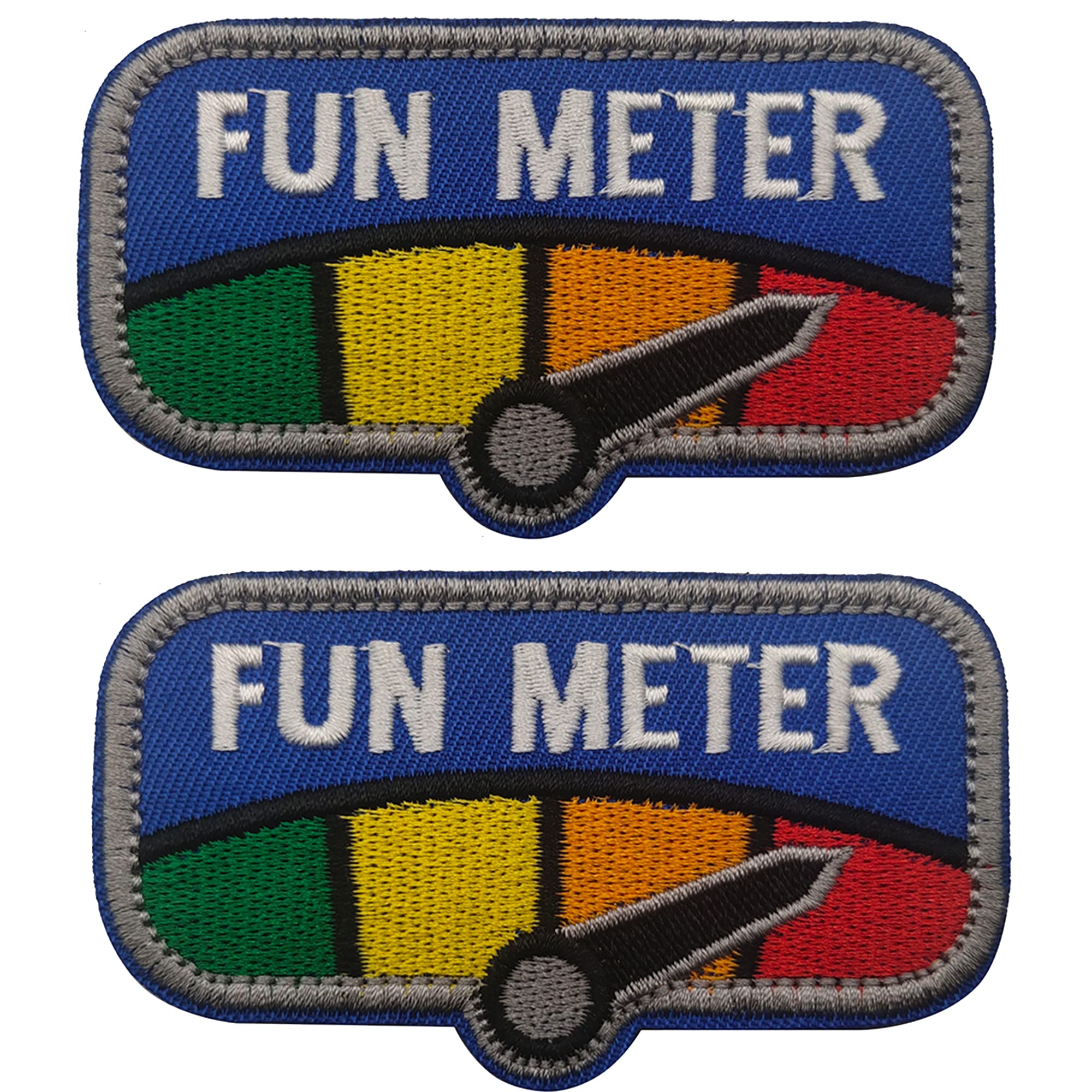 2PCS Fun Meter Embroidered Patch Appliques Clothing Sewing Fabric Patches Tactical Military Emblem Decorative Badges