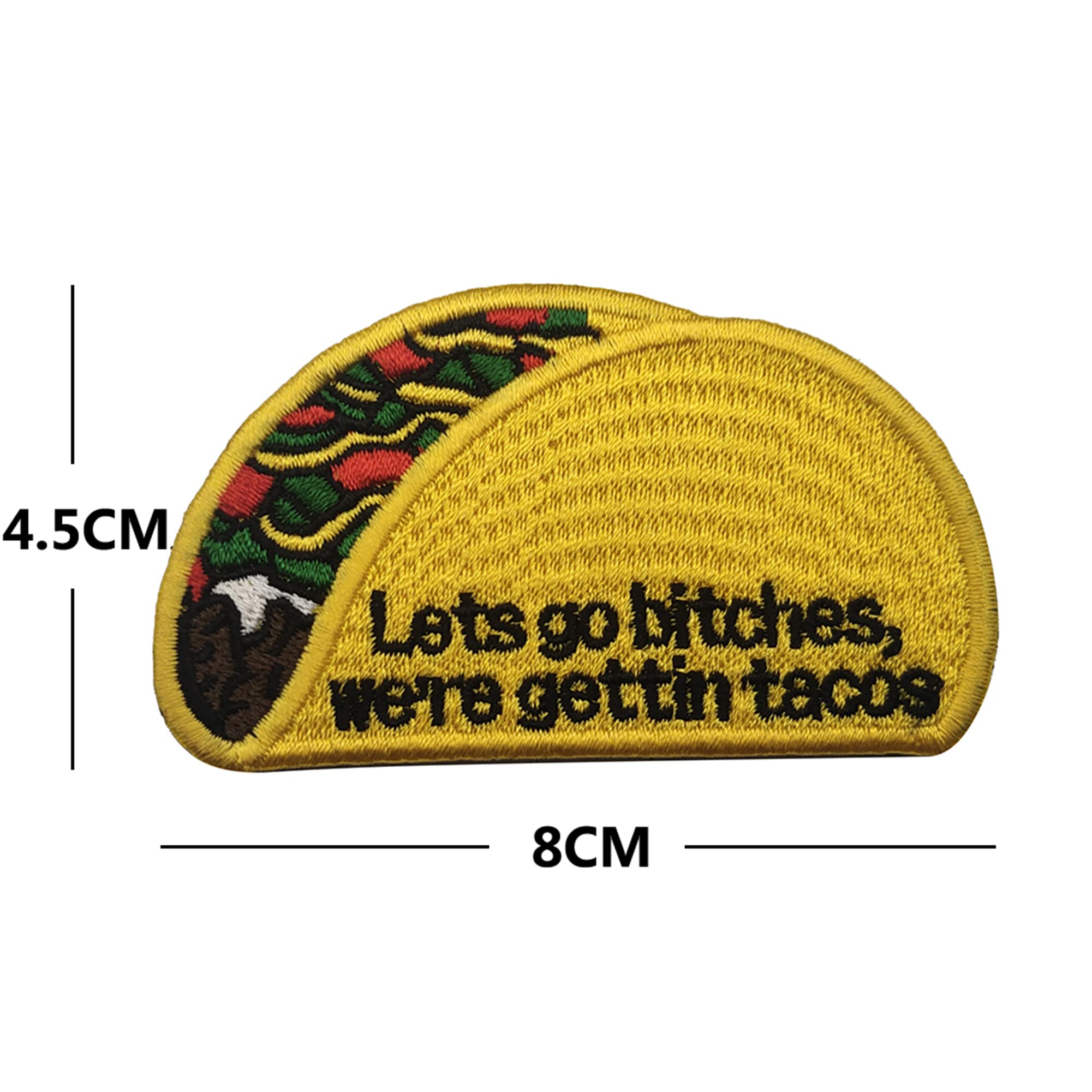 2PCS Let's Go Bitches We're Gettin Tacos Embroidered Patch Appliques Clothing Sewing Fabric Patches Tactical Emblem Decorative Badges - Image 3