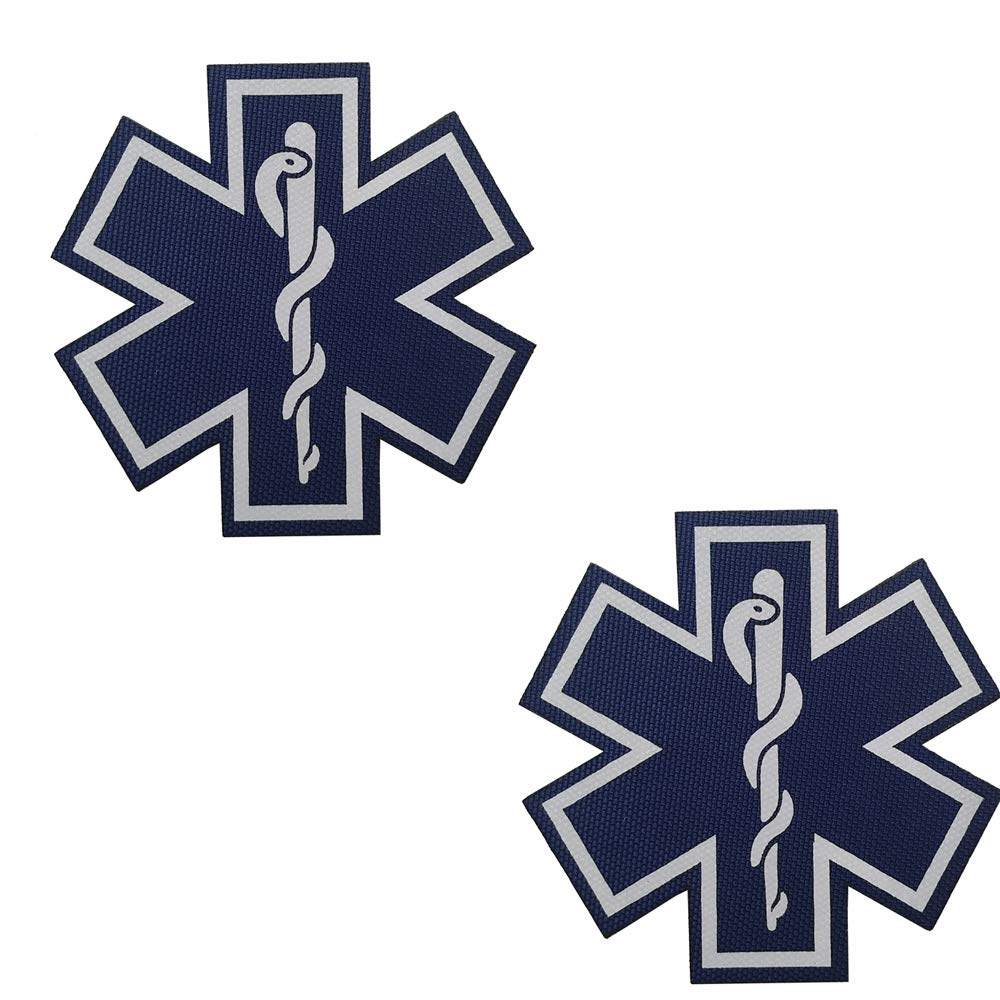 2PCS Reflective Medic Patches with Hook Loop Backing for Clothes 2.76 Inch