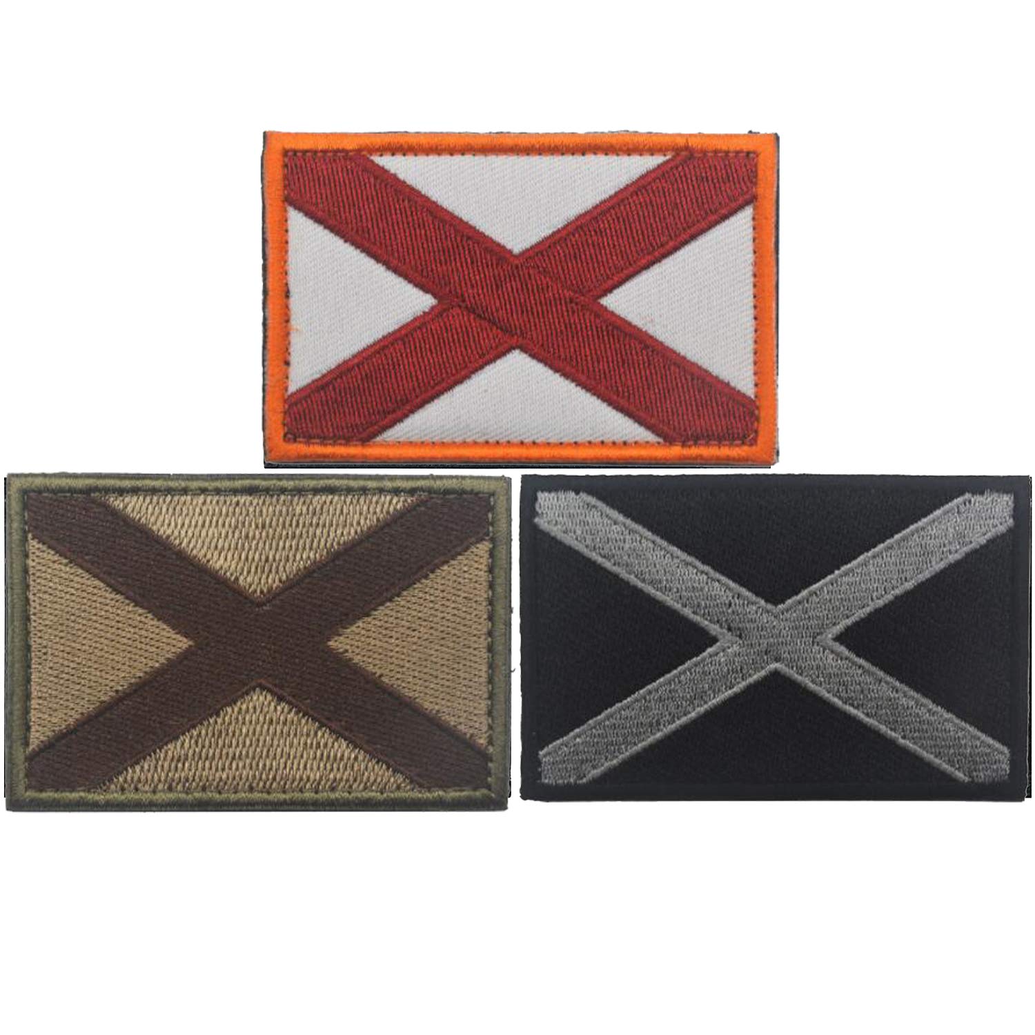 3 Pack Alabama Flag Patch, USA US American Alabama State Flag Embroidered Patches, Fastener Backing Hook and Loop Attach - Emblem Badge Decorative Applique for Military Uniform Tactical Bag Jacket