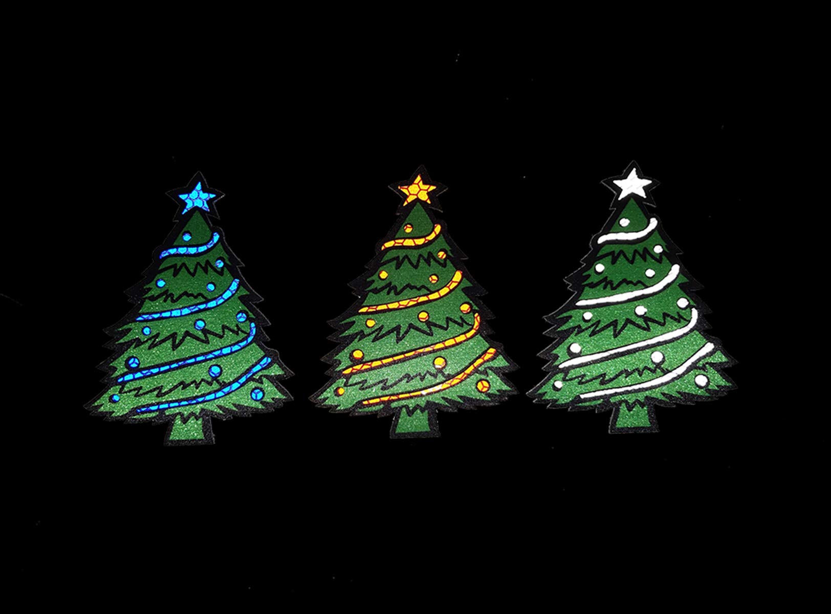 3-Pack IR Reflective Merry Christmas Xmas Tree Patch, Embroidery Sew-on Appliques Decorate Patches for Clothing Accessory Backpack 3.94 x 2.95 Inch - Image 2