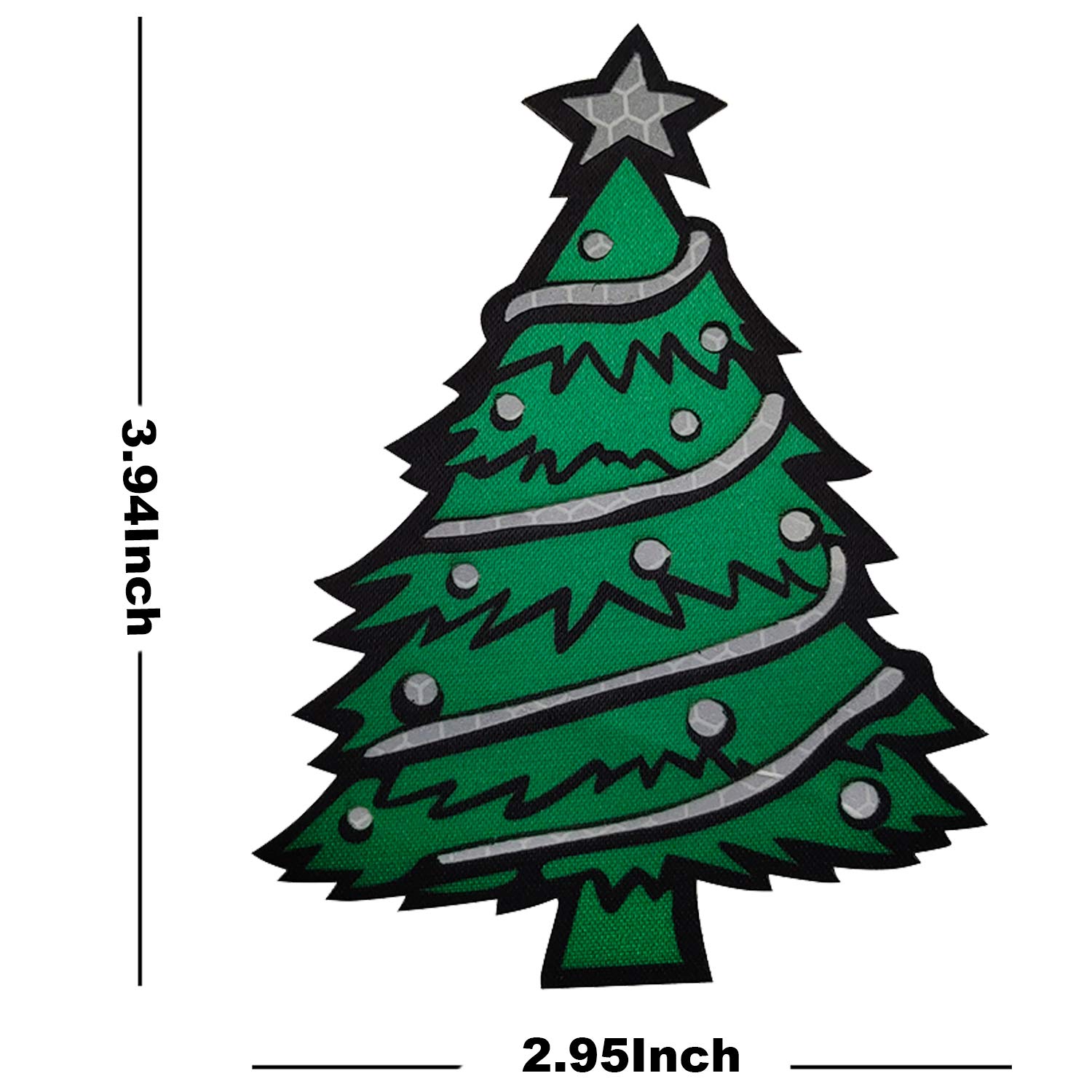3-Pack IR Reflective Merry Christmas Xmas Tree Patch, Embroidery Sew-on Appliques Decorate Patches for Clothing Accessory Backpack 3.94 x 2.95 Inch - Image 5