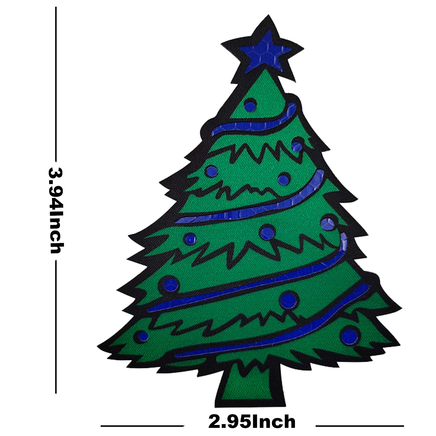 3-Pack IR Reflective Merry Christmas Xmas Tree Patch, Embroidery Sew-on Appliques Decorate Patches for Clothing Accessory Backpack 3.94 x 2.95 Inch - Image 7
