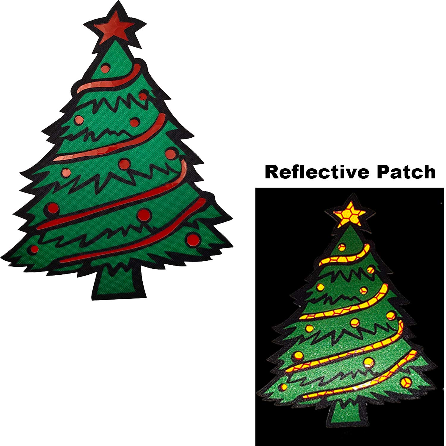 3-Pack IR Reflective Merry Christmas Xmas Tree Patch, Embroidery Sew-on Appliques Decorate Patches for Clothing Accessory Backpack 3.94 x 2.95 Inch - Image 8