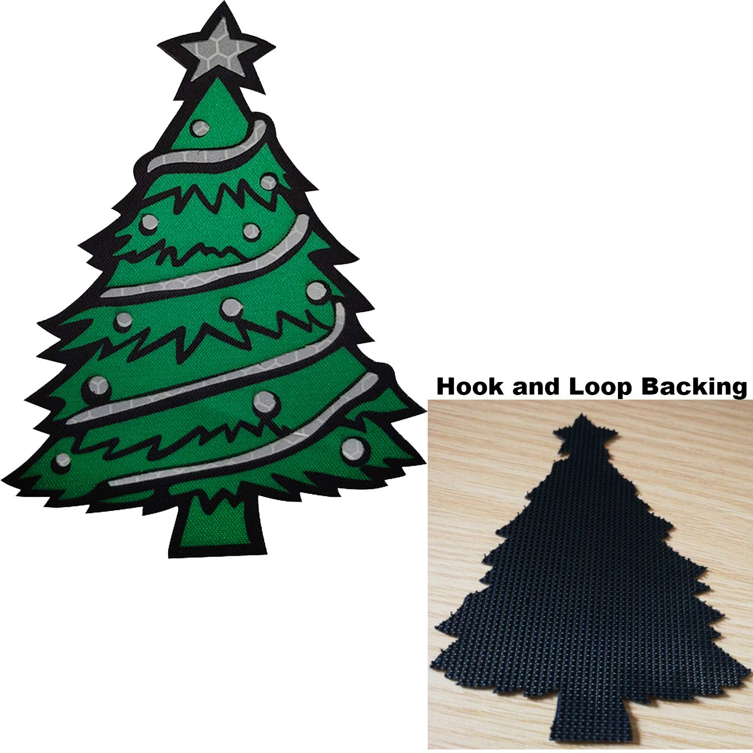 3-Pack IR Reflective Merry Christmas Xmas Tree Patch, Embroidery Sew-on Appliques Decorate Patches for Clothing Accessory Backpack 3.94 x 2.95 Inch - Image 9