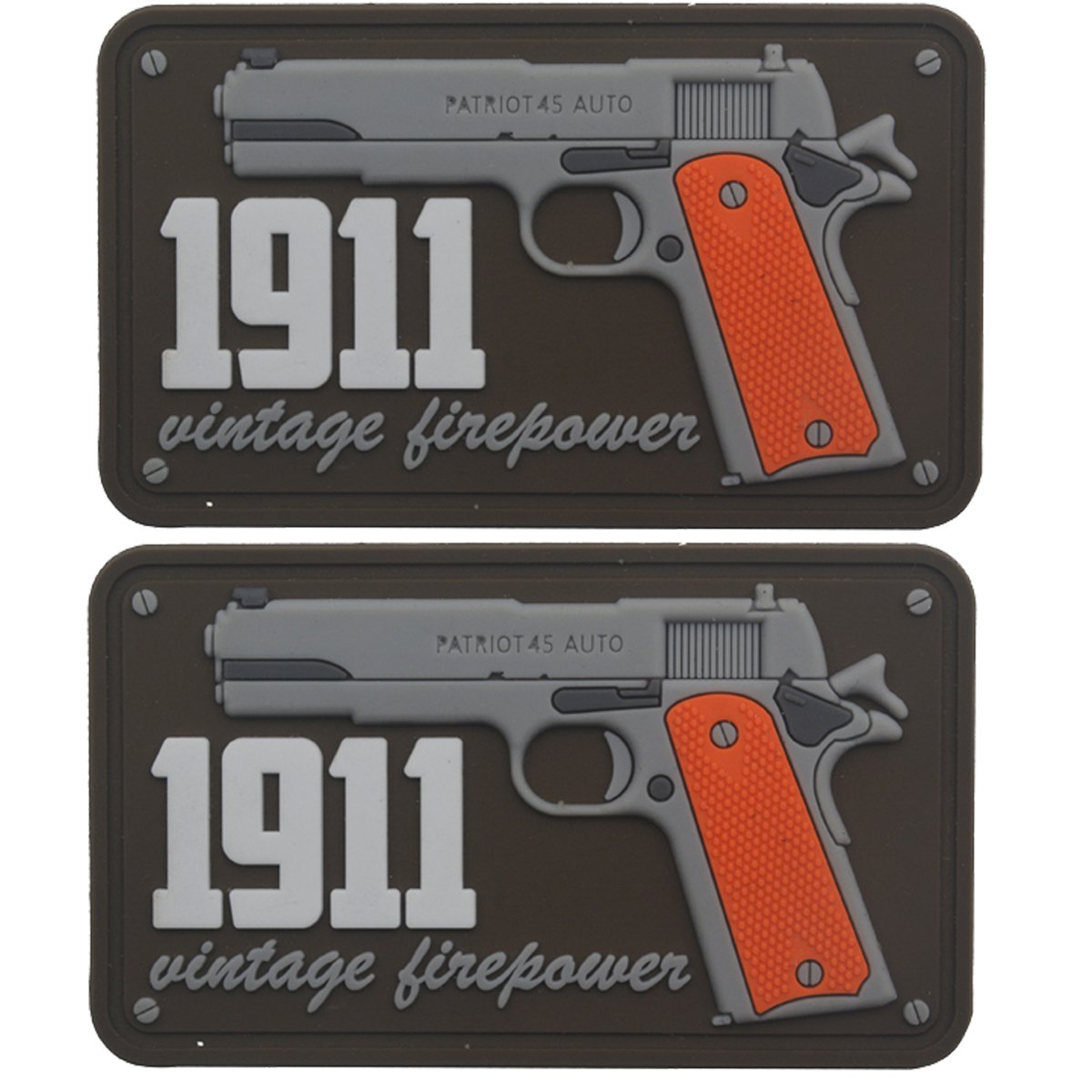 3D PVC 1911 Gun Tactical Military Morale Fastener Hook Badge Rubber Patch 2PCS