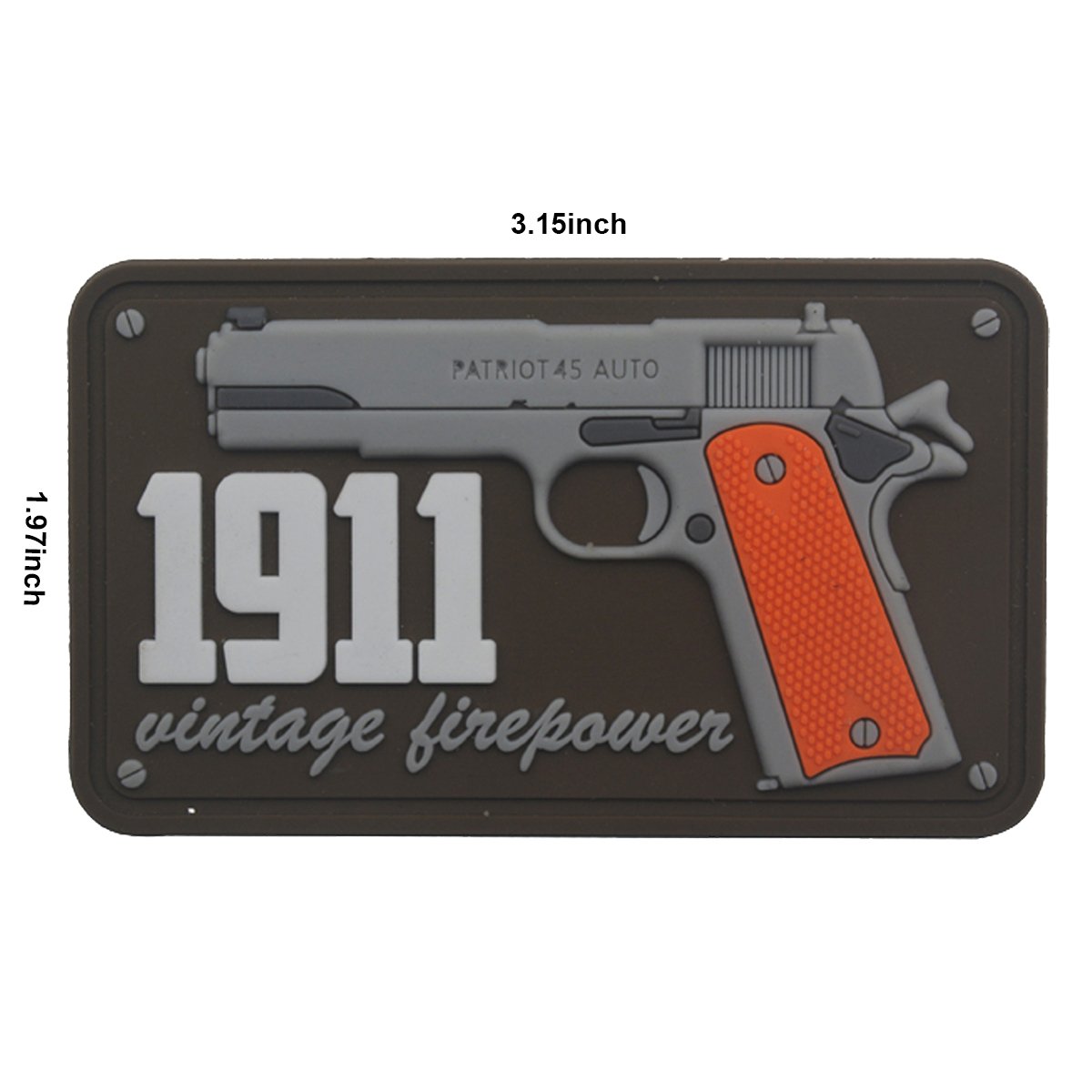 3D PVC 1911 Gun Tactical Military Morale Fastener Hook Badge Rubber Patch 2PCS - Image 2