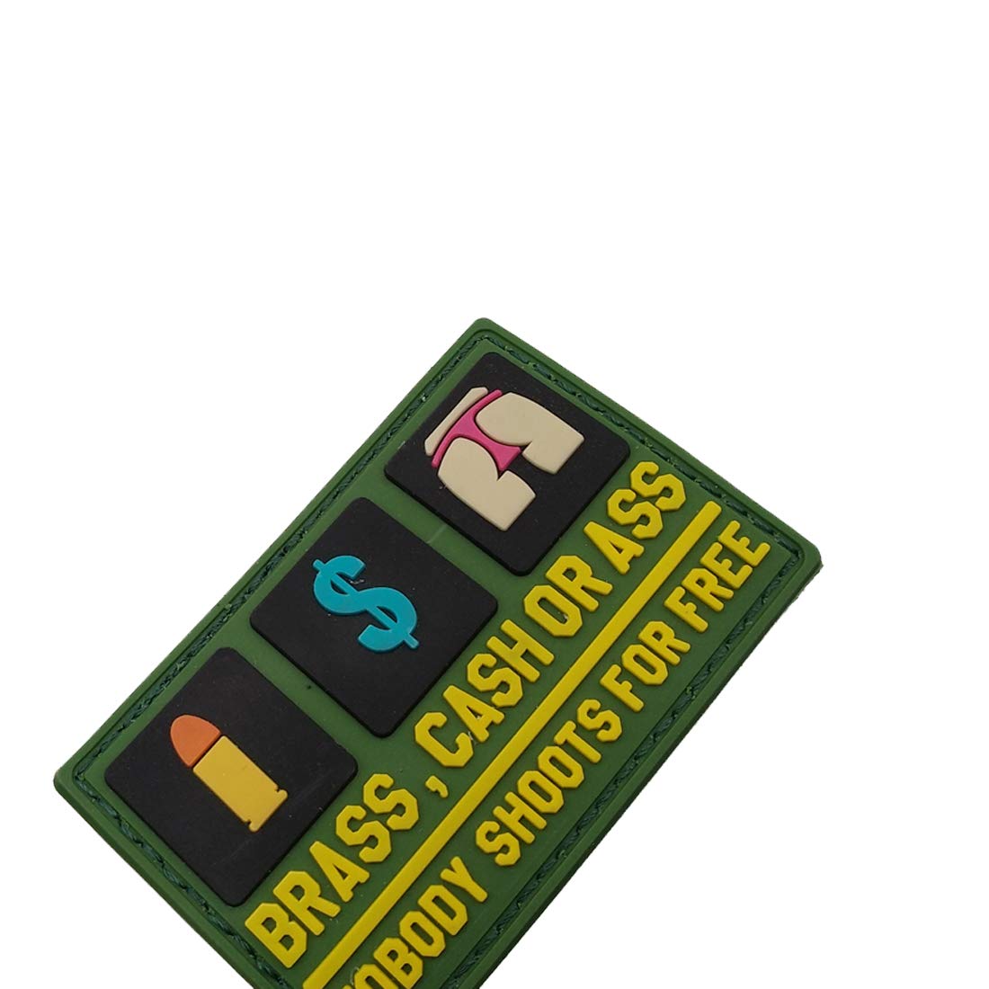 3D PVC Morale Patch - Brass Cash Or Ass Nobody Shoots for Free - Funny Rubber Morale Patches, Hook Fastener Backed 3.15 x 1.97 inch - Image 4