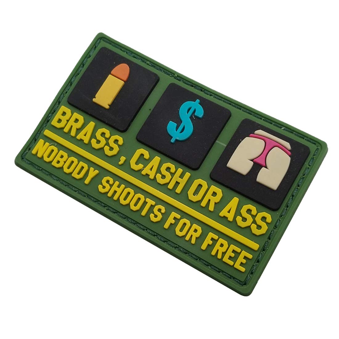 3D PVC Morale Patch - Brass Cash Or Ass Nobody Shoots for Free - Funny Rubber Morale Patches, Hook Fastener Backed 3.15 x 1.97 inch - Image 6