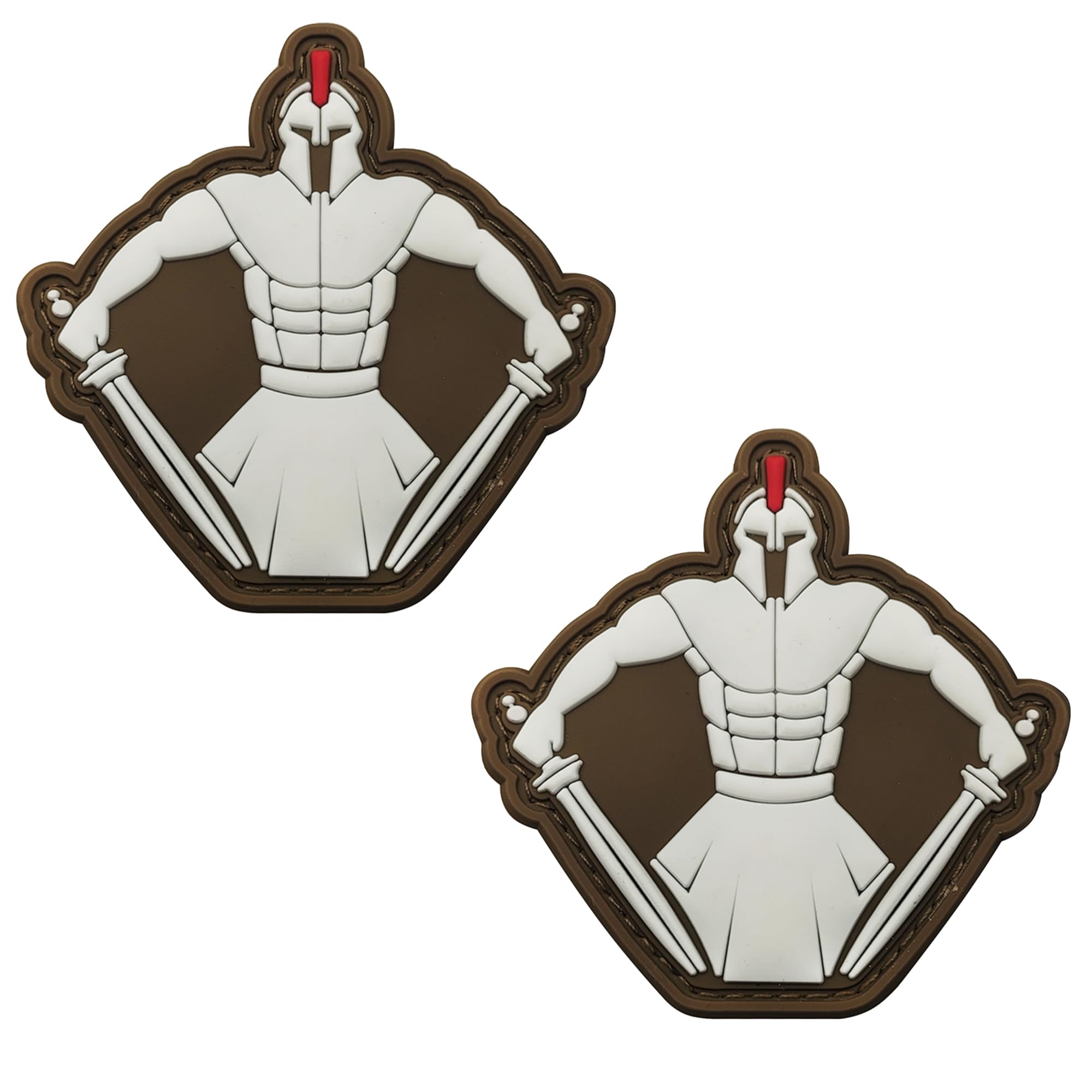 3D PVC Spartan Warrior Patches, Glow in Dark, Hook and Loop Backing Luminous Patch Appliques, Outdoor Backpack Badges, 3.15 x 3.15 Inch, Brown