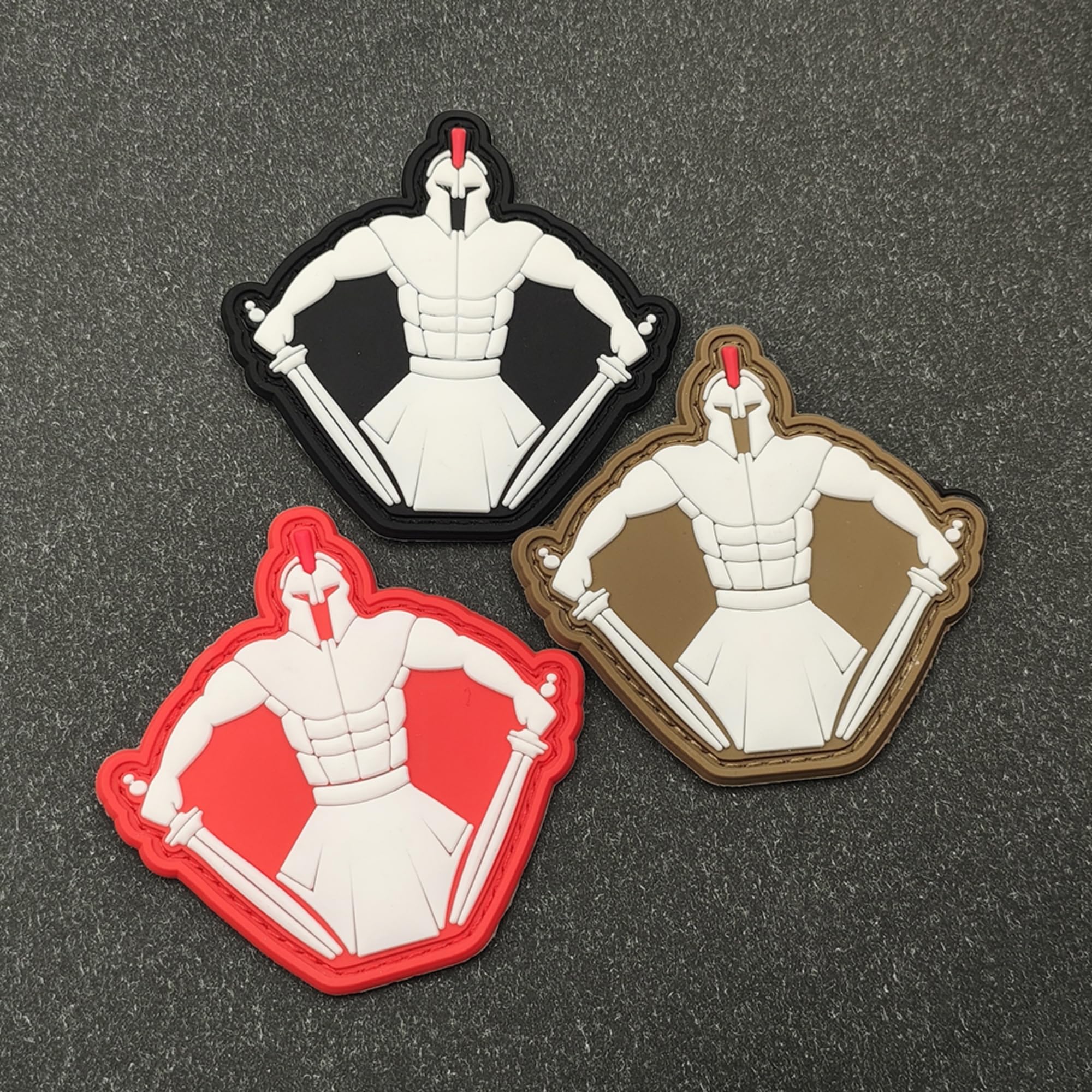 3D PVC Spartan Warrior Patches, Glow in Dark, Hook and Loop Backing Luminous Patch Appliques, Outdoor Backpack Badges, 3.15 x 3.15 Inch, Brown - Image 5