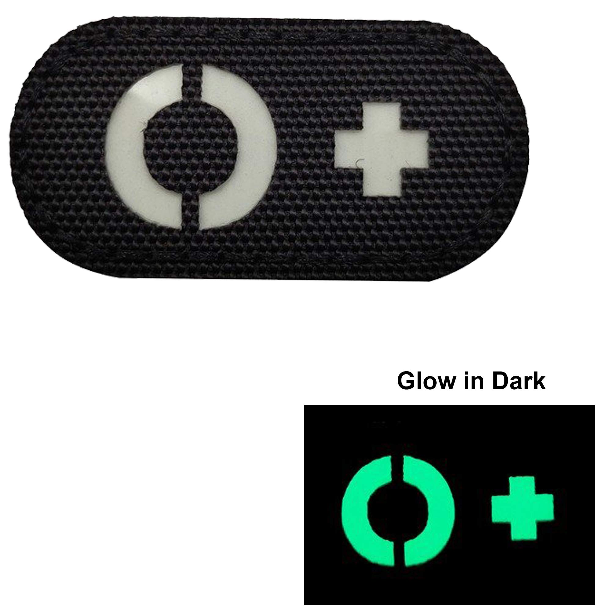 4 Pack Glow Dark Blood Type O Positive POS Reflective Patches, Emblem Tactical Military Badges with Hook Loop Fastener Backing - Image 2