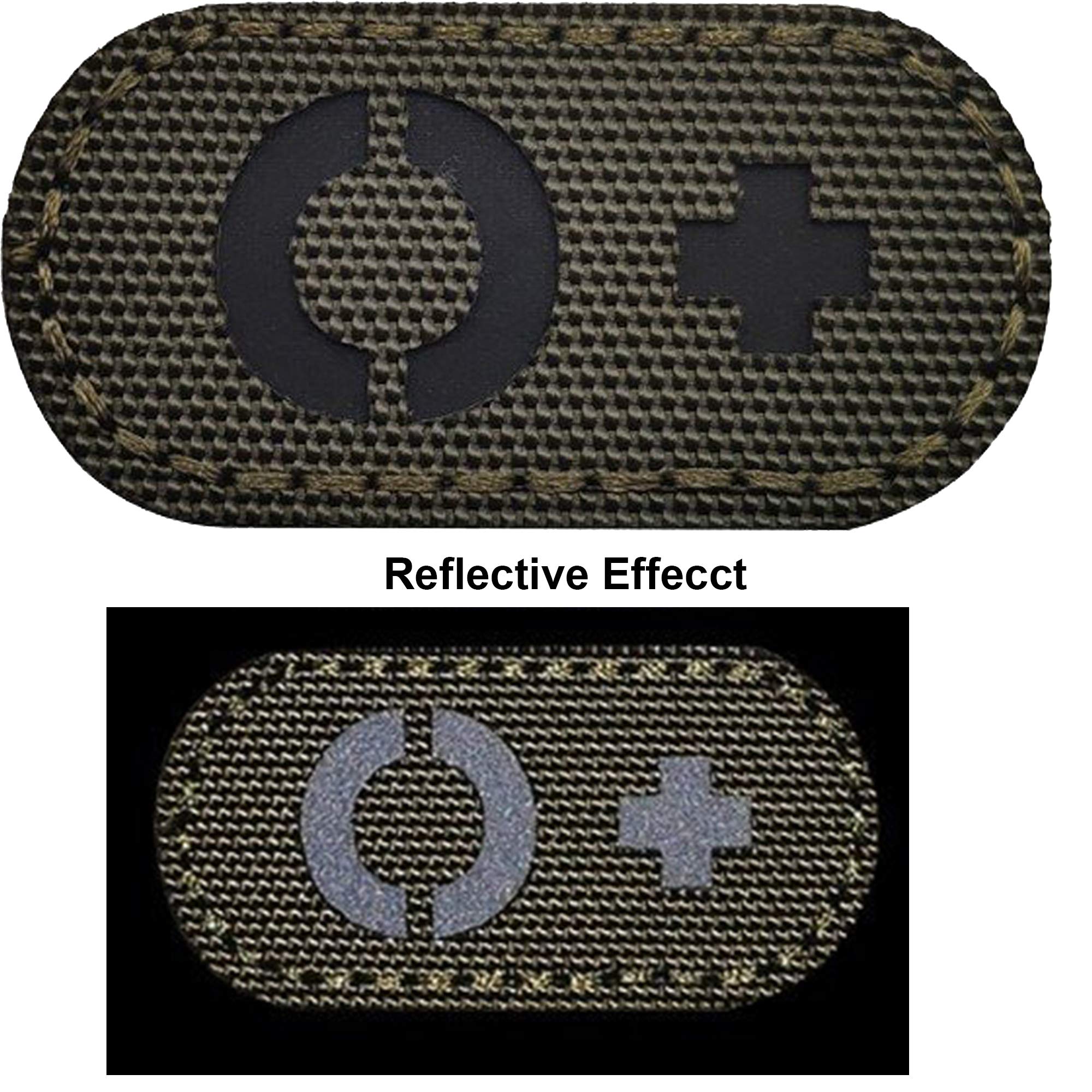 4 Pack Glow Dark Blood Type O Positive POS Reflective Patches, Emblem Tactical Military Badges with Hook Loop Fastener Backing - Image 3