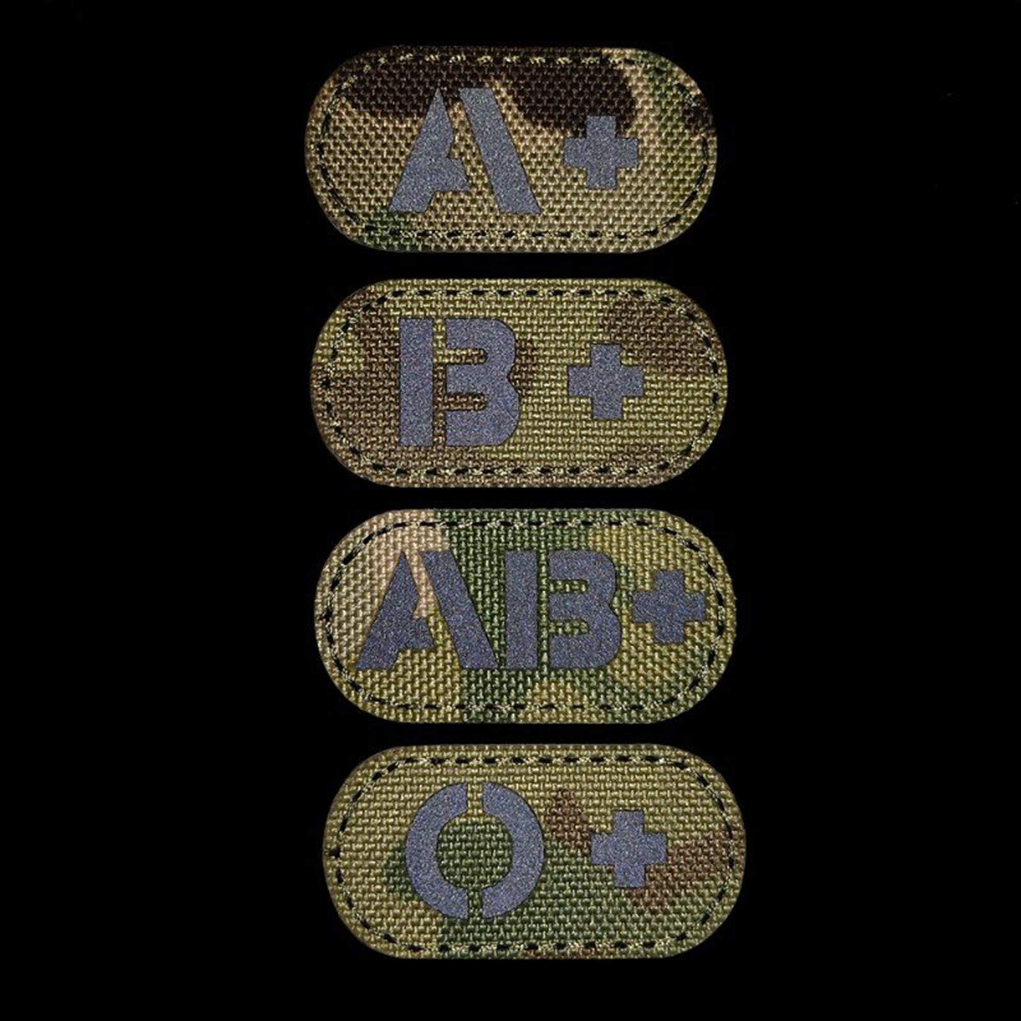 4 Pack Glow Dark Blood Type O Positive POS Reflective Patches, Emblem Tactical Military Badges with Hook Loop Fastener Backing - Image 5