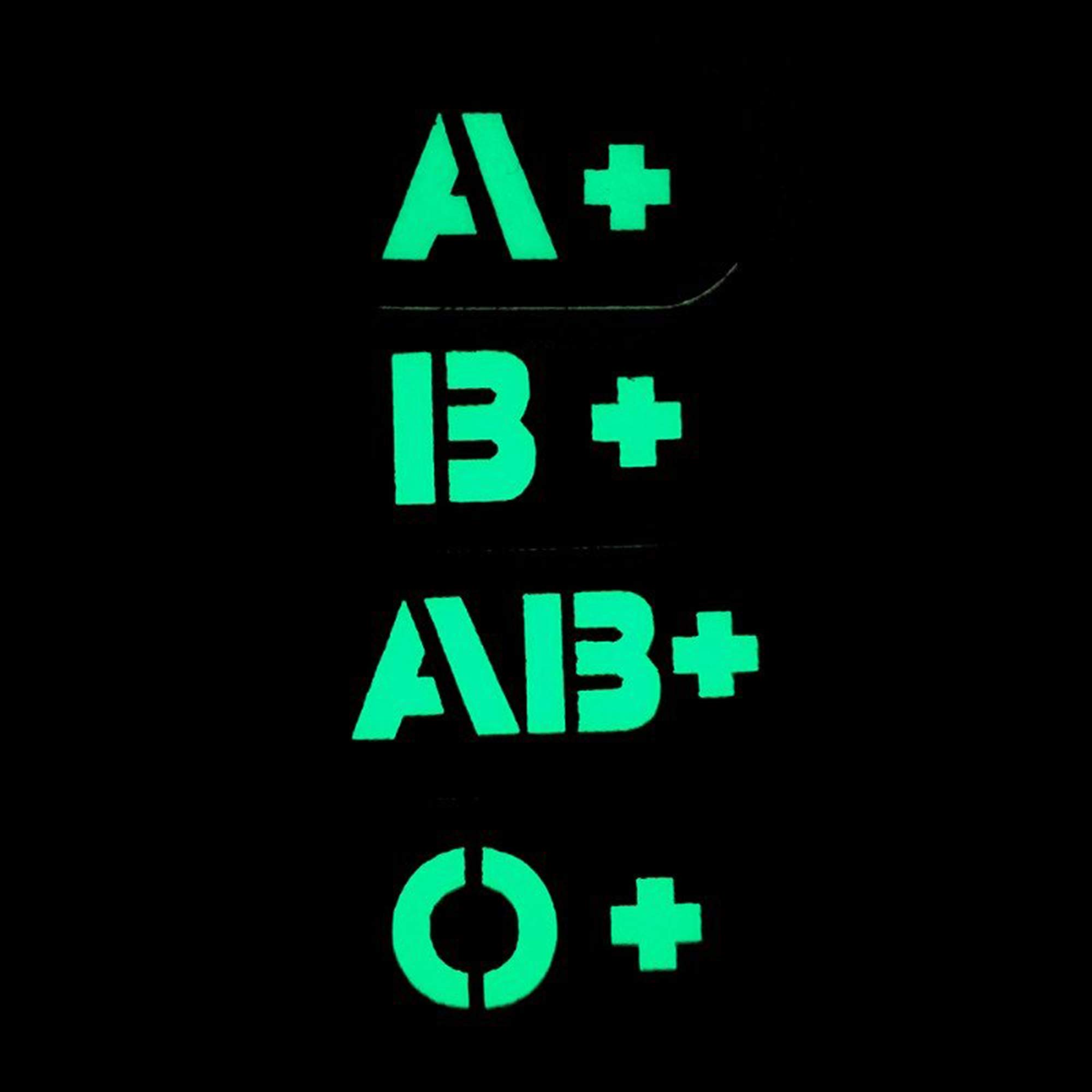 4 Pack Glow Dark Blood Type O Positive POS Reflective Patches, Emblem Tactical Military Badges with Hook Loop Fastener Backing - Image 8