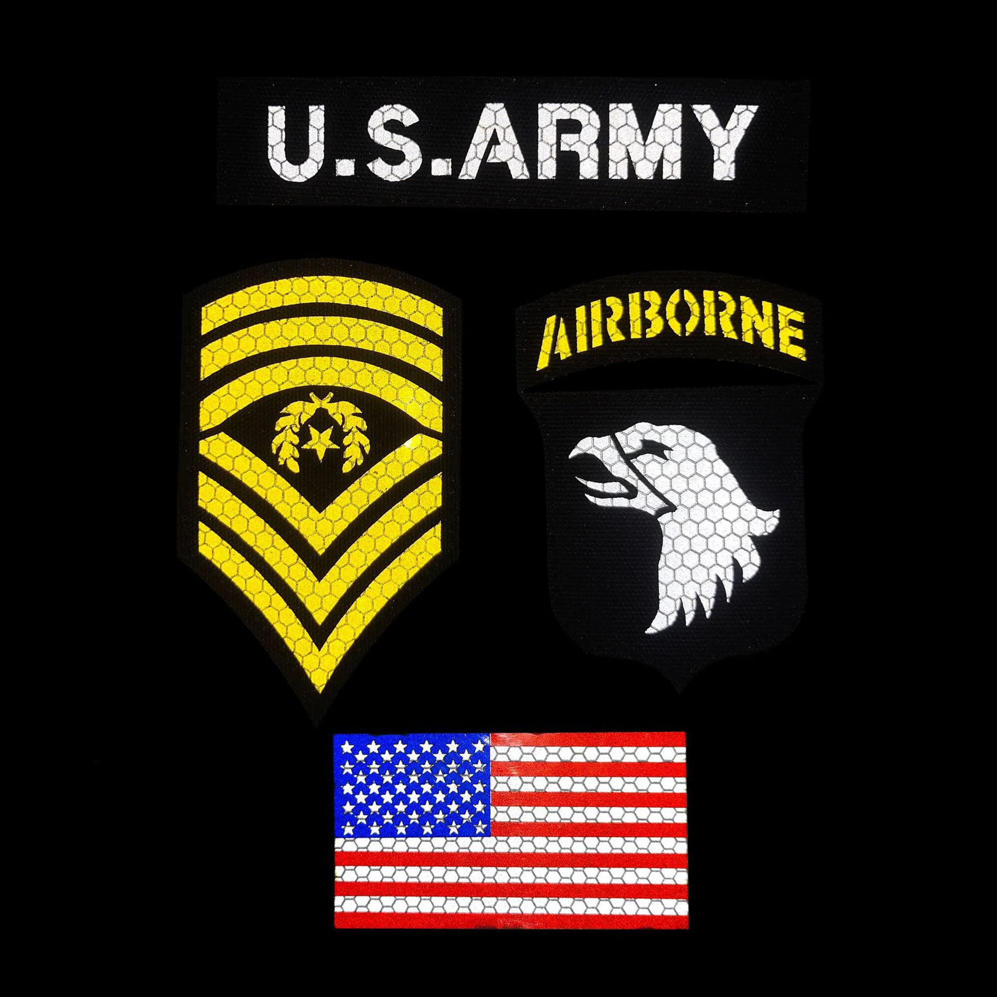 6 Pack Infrared Reflective Patch American Flag Army Rank 101st Airborne Division Applique Patches Tactical Emblem Military Morale Badges - Image 3