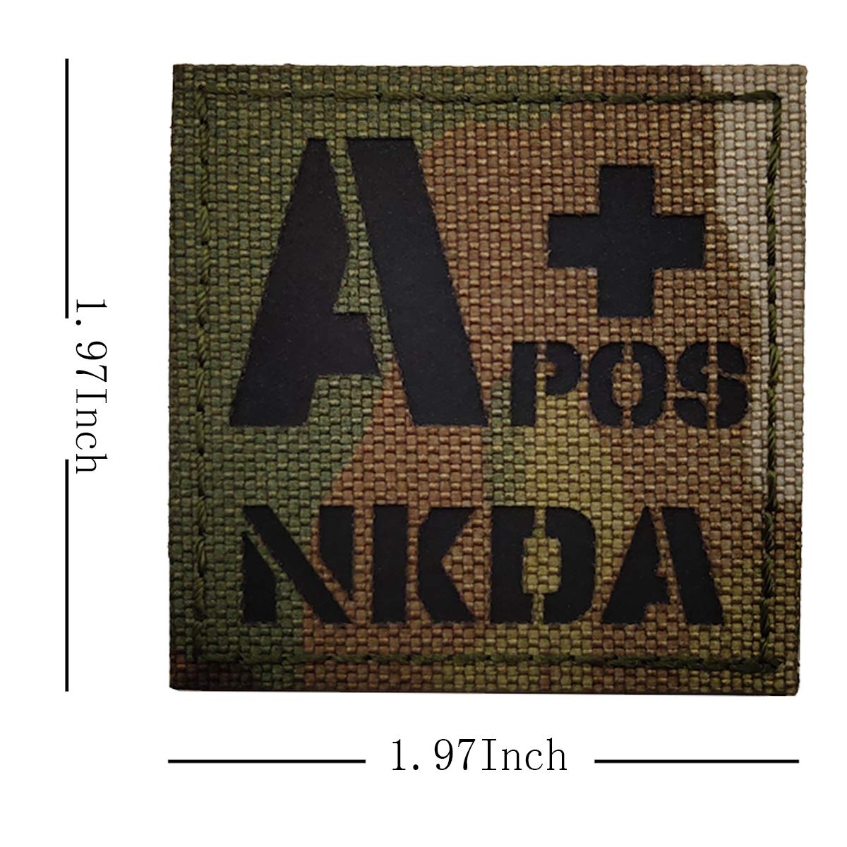 A Positive Blood Type Patch, A POS A+ NKDA Infrared Reflective Medical Patches, Hook and Loop Fastener Backing - 1.97 x 1.97 Inch - Bundle of 3 Pieces - No Known Drug Allergies - Image 2