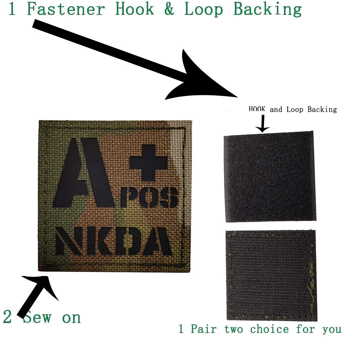 A Positive Blood Type Patch, A POS A+ NKDA Infrared Reflective Medical Patches, Hook and Loop Fastener Backing - 1.97 x 1.97 Inch - Bundle of 3 Pieces - No Known Drug Allergies - Image 3