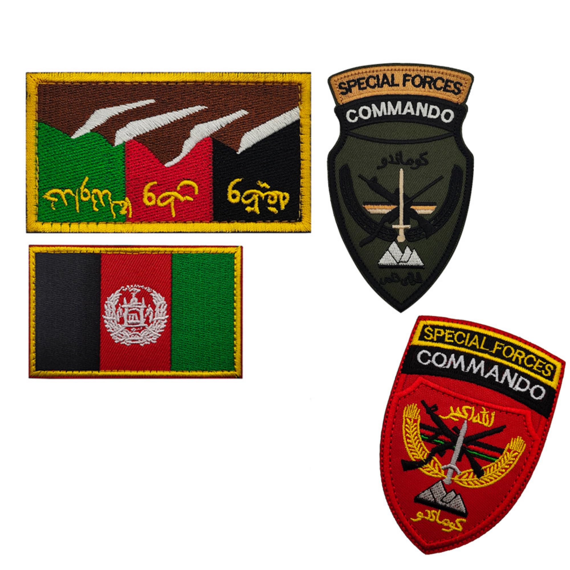 Special Forces Commando Embroidered Patch, Shield Shape with Hook and Loop Backing, Afghan Flag Tactical Clothing Patch, 5.12 x 3.03 Inches, 2 Pack - Image 4