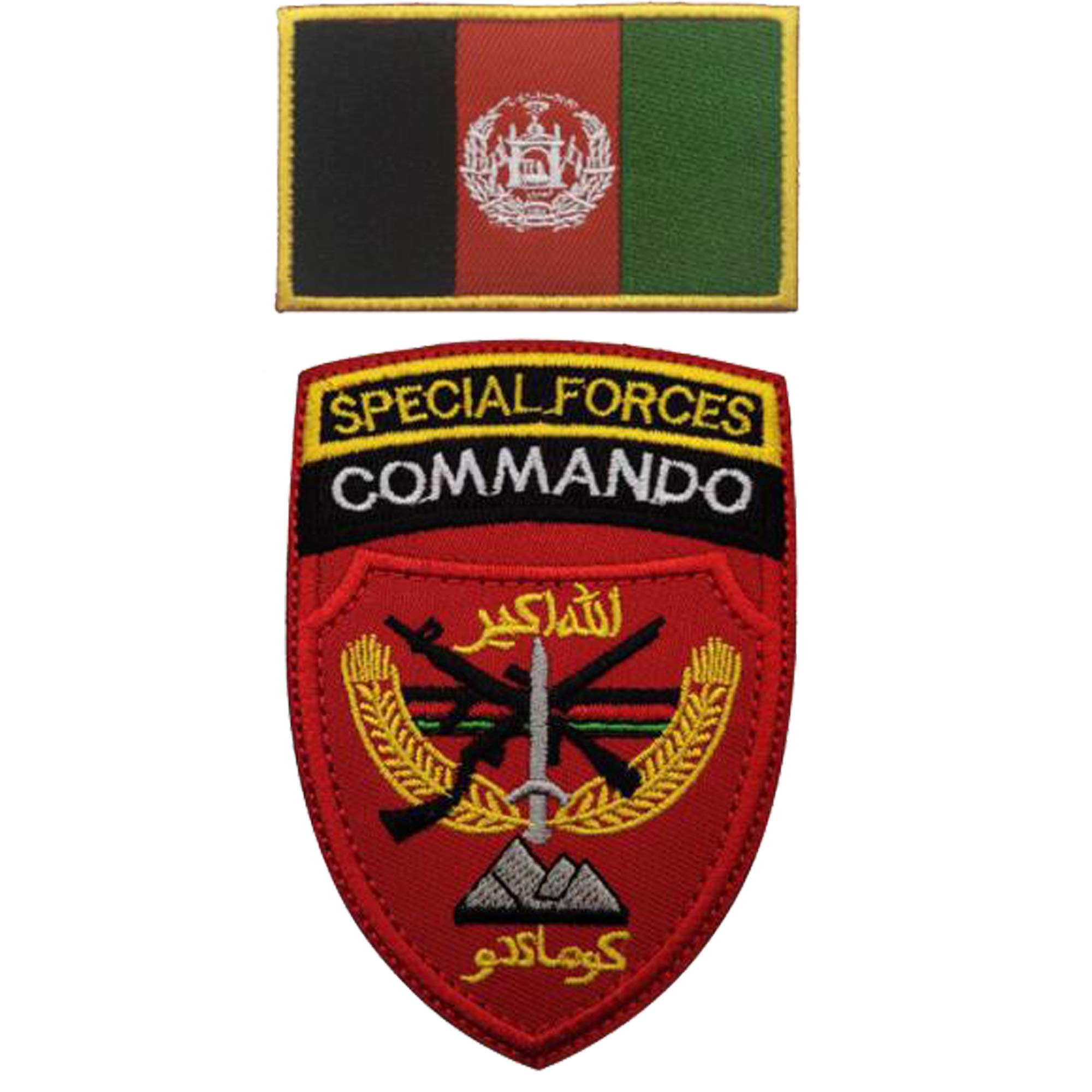 Afghanistan Special Forces Commando Patches Embroidered Tactical Military Morale Badges DIY Appliques Fastener Hook and Loop Backing Embroidery Patch