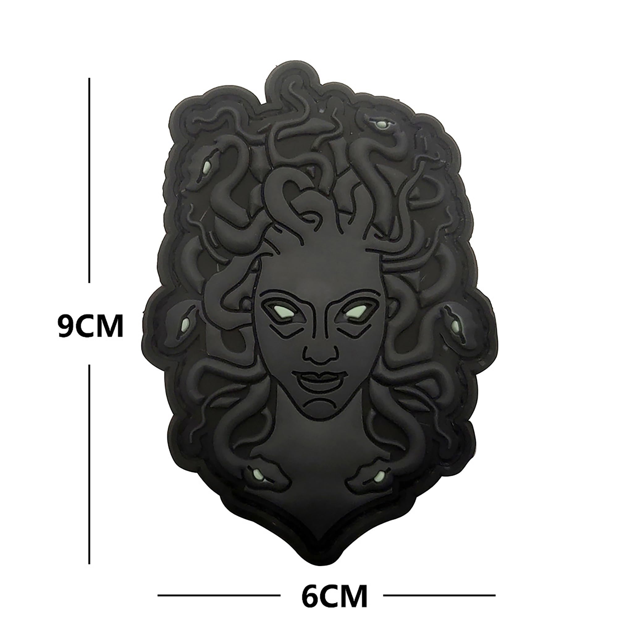 Ancient Egyptian God of Medusa PVC Patches, Black with Glow Eyes, 3.54 x 2.36 Inch, Hook and Loop Backing, 2-Pack - Image 2