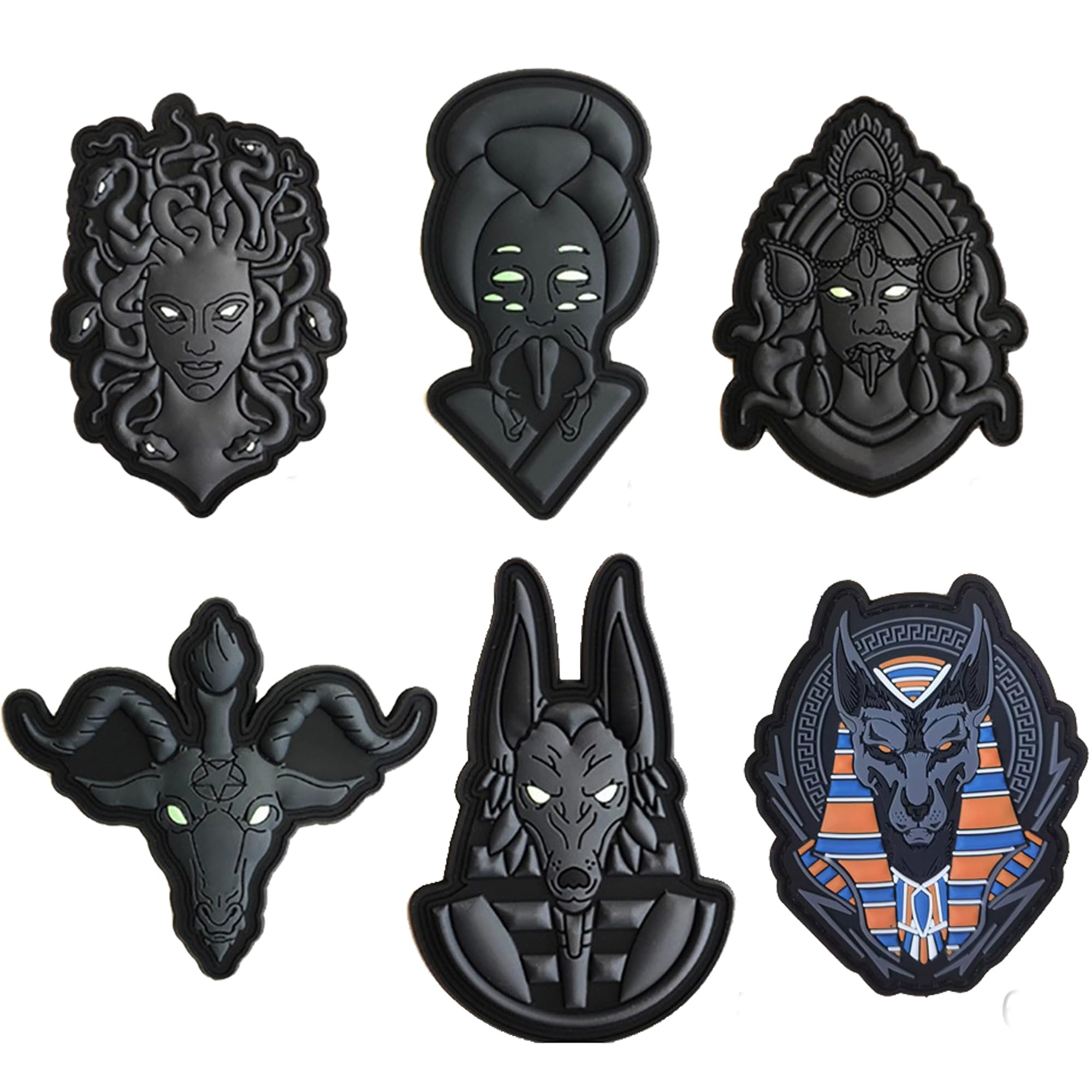 Ancient Egyptian God of Medusa PVC Patches, Black with Glow Eyes, 3.54 x 2.36 Inch, Hook and Loop Backing, 2-Pack - Image 7