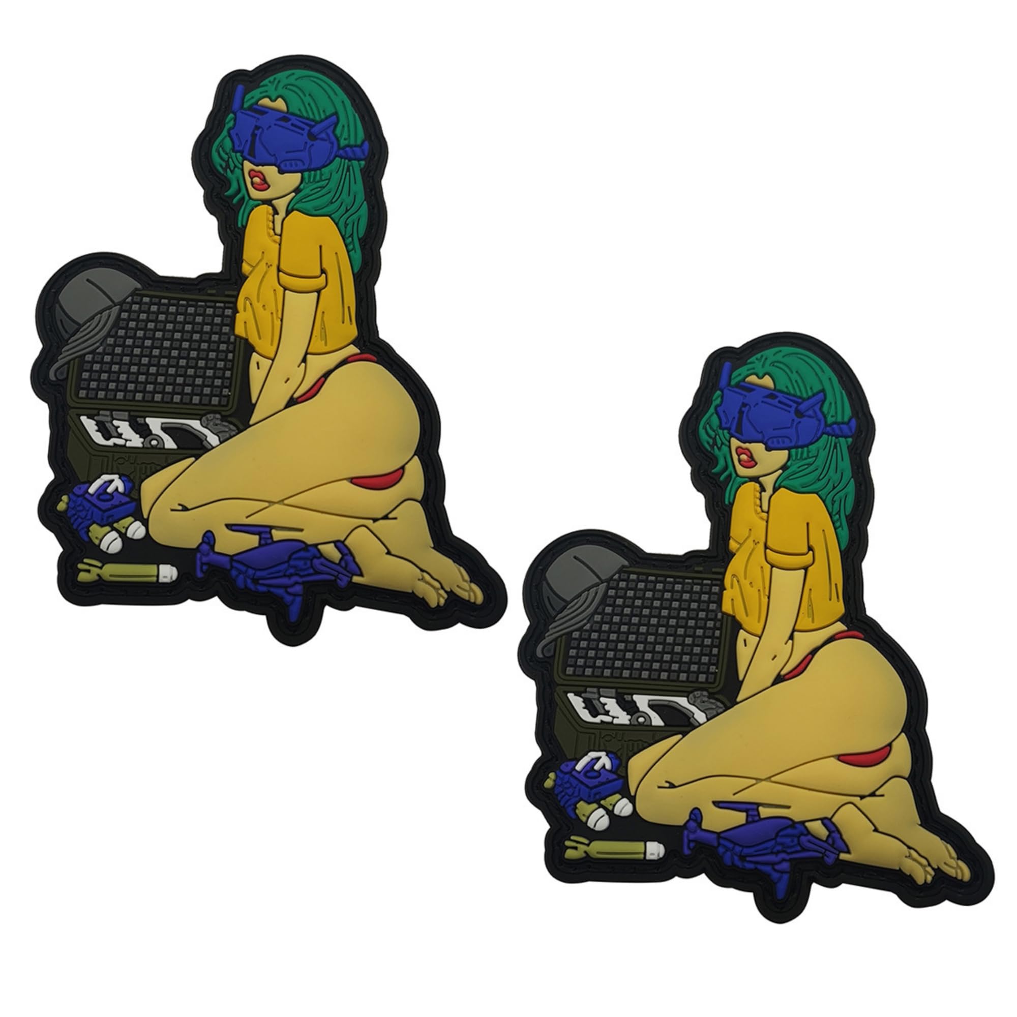 Anime Gaming Girl PVC Morale Patch with Hook and Loop Backing, 4.13 x 3.15 Inches, 2-Pack