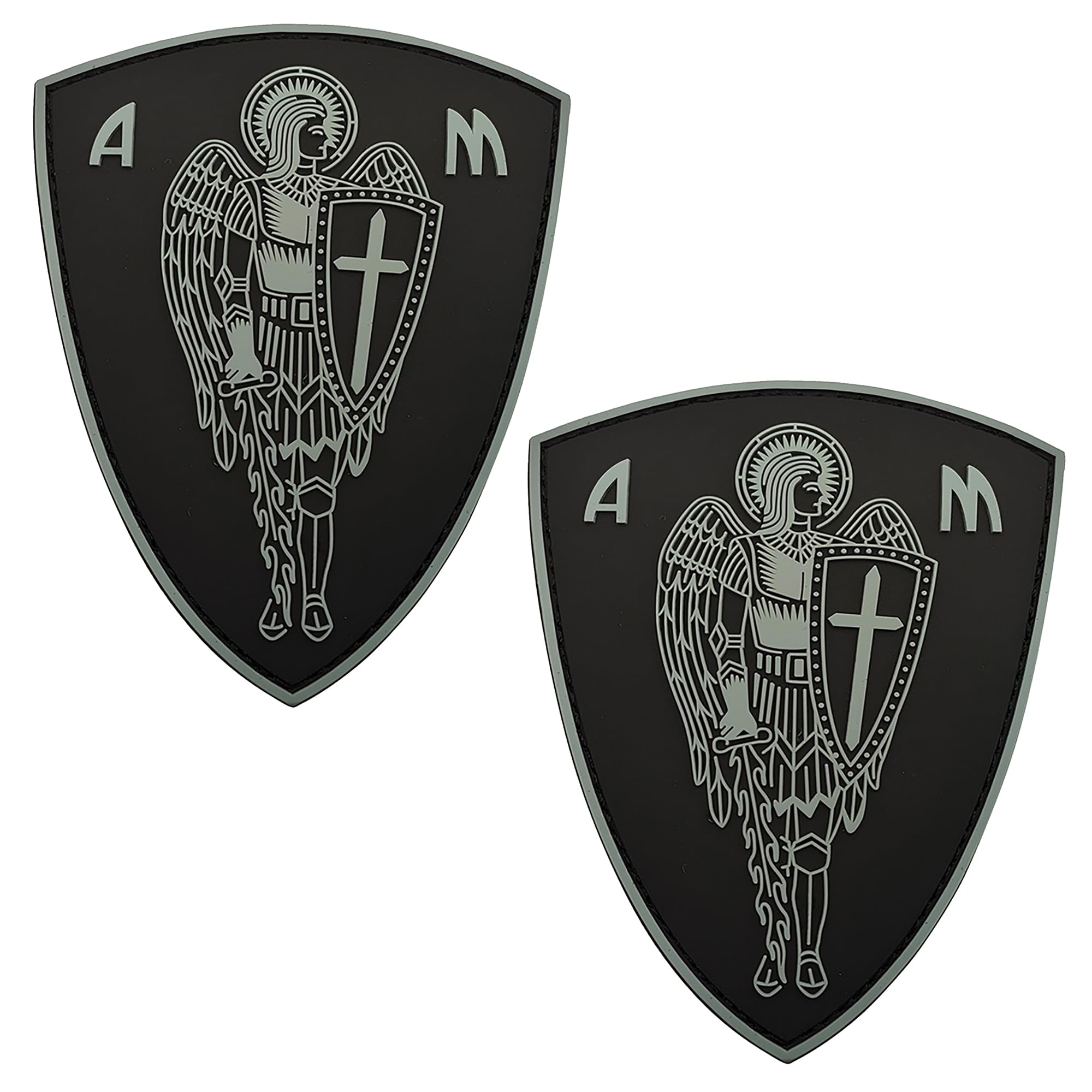 Archangel Cross Sword Shield Protection 3D PVC Rubber Patches with Fastener Hook and Loop Backing Tactical Military Armband Emblem Badges Decorative Appliques