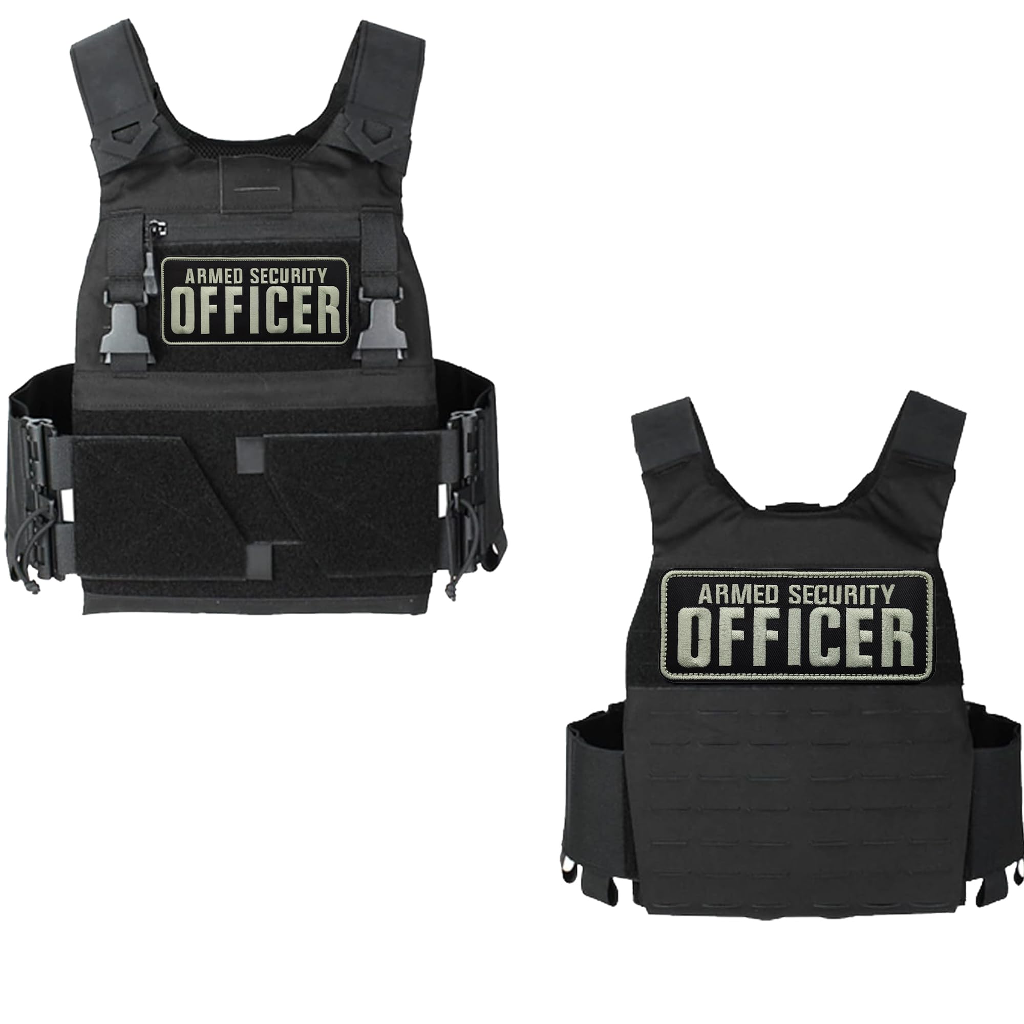 Armed Security Officer Embroidered Appliques Patches Tactical Badges, 10 x 4 Inches, Hook and Loop Backing, Black and Silver, 2-Pack - Image 4