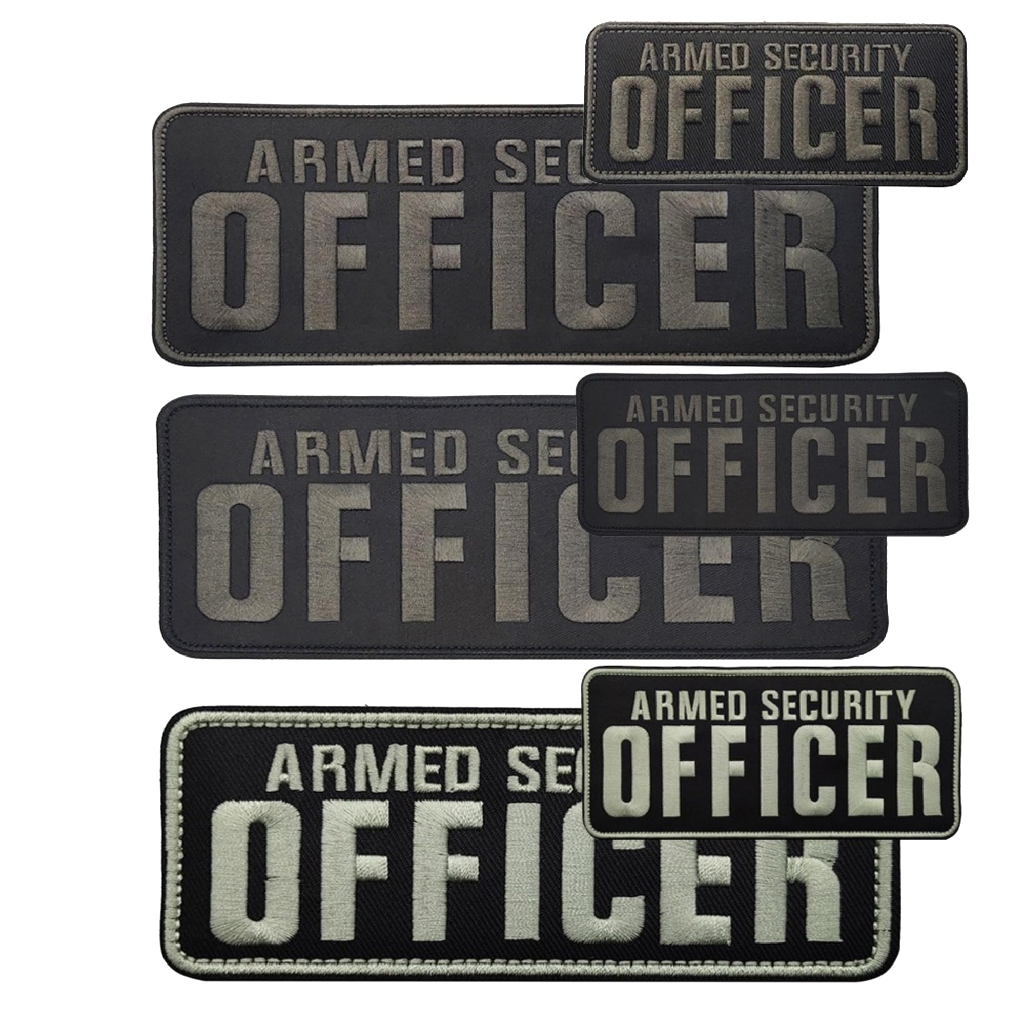 Armed Security Officer Embroidered Appliques Patches Tactical Badges, 10 x 4 Inches, Hook and Loop Backing, Black and Silver, 2-Pack - Image 5