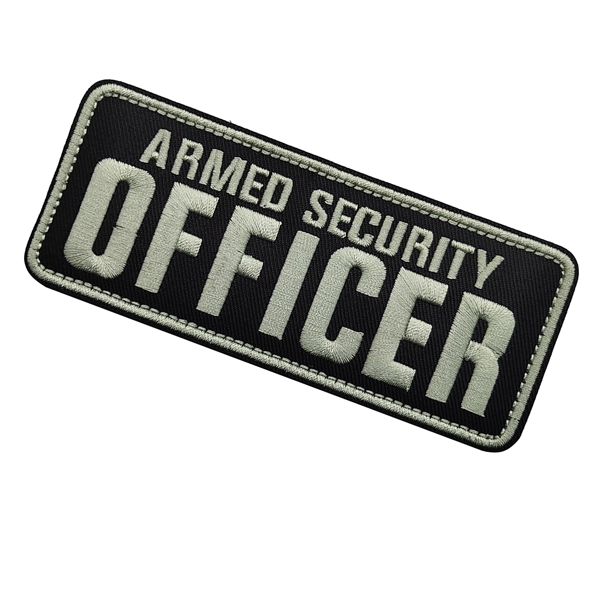 Armed Security Officer Embroidered Appliques Patches Tactical Badges, 10 x 4 Inches, Hook and Loop Backing, Black and Silver, 2-Pack - Image 6