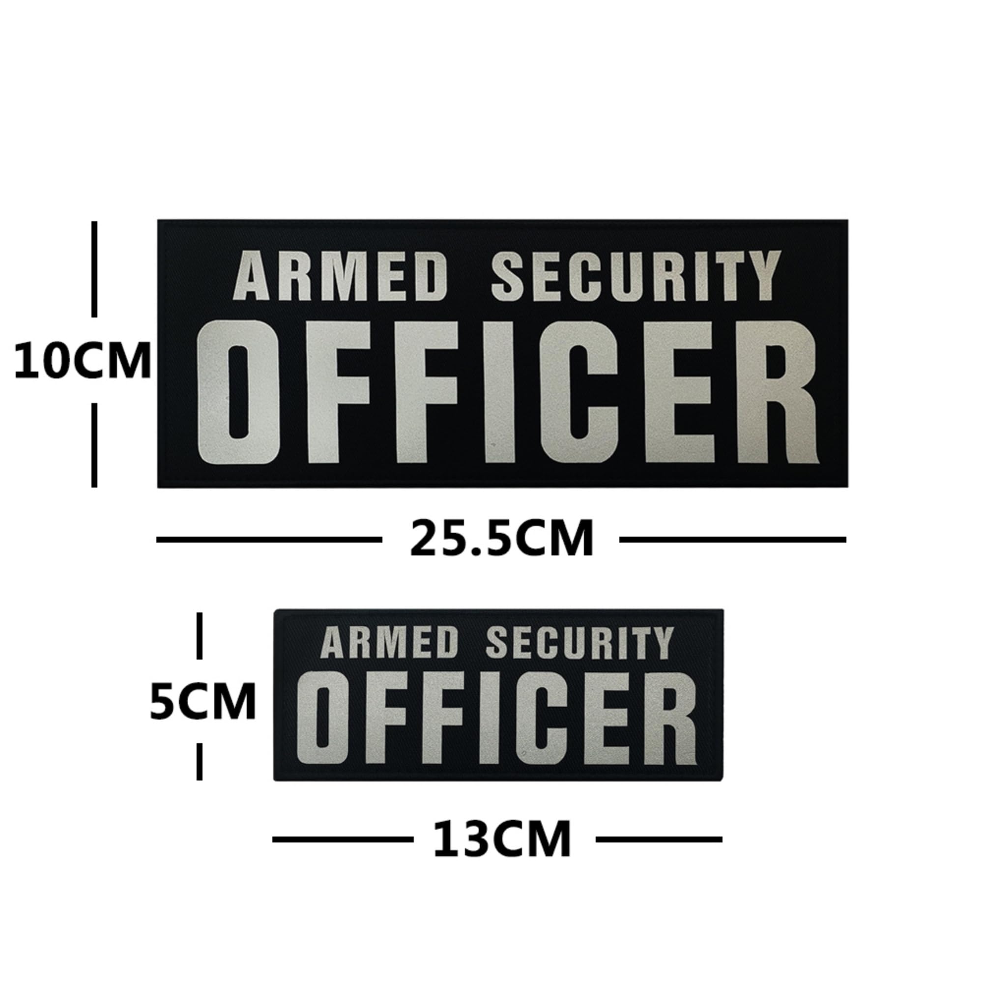 Armed Security Officer Reflective Patches with Hook and Loop Backing, 2-Pack, Black - Image 2