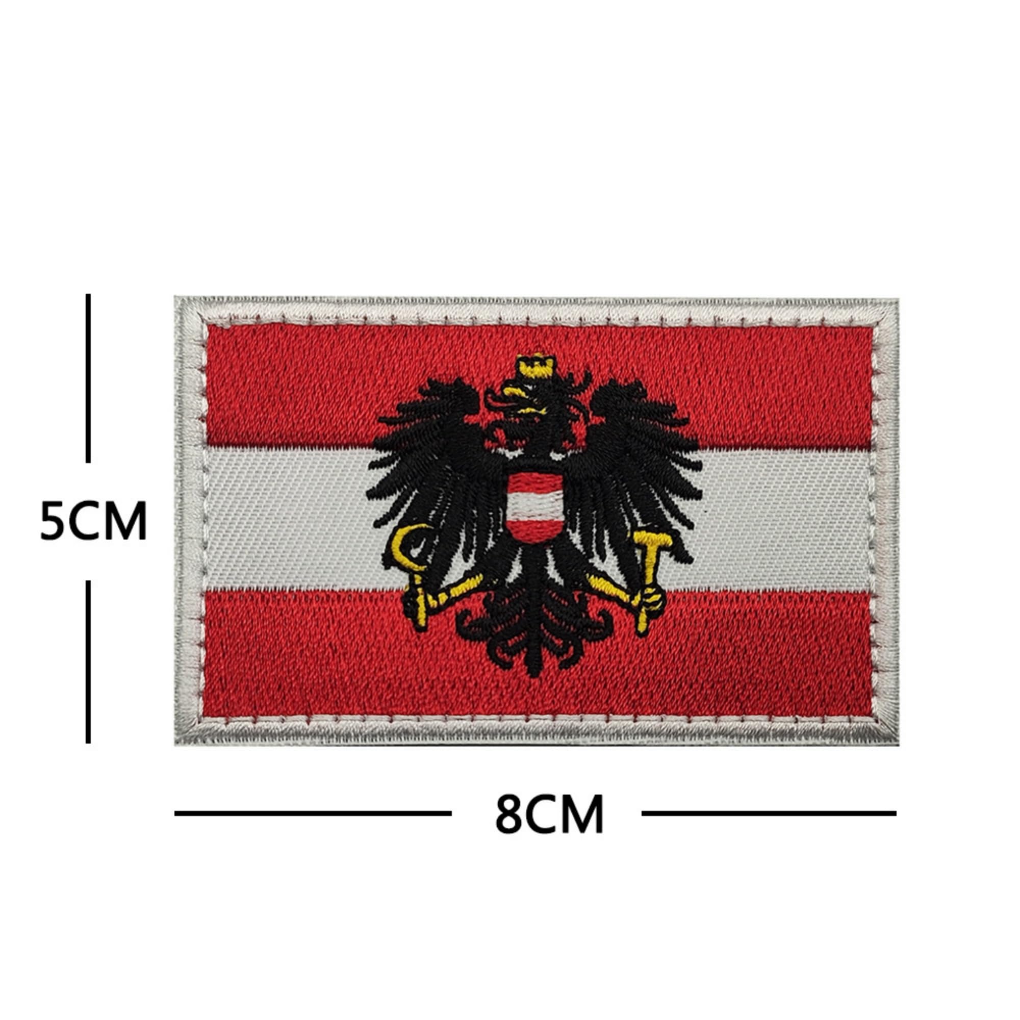 Austria Austrian Flag Embroidered Patches, Austrian Coat of Arms Tactical Armband Emblem Badges with Hook and Loop Fastener Backing, 3.15 x 1.97 Inch, Red and White, 2-Pack - Image 3