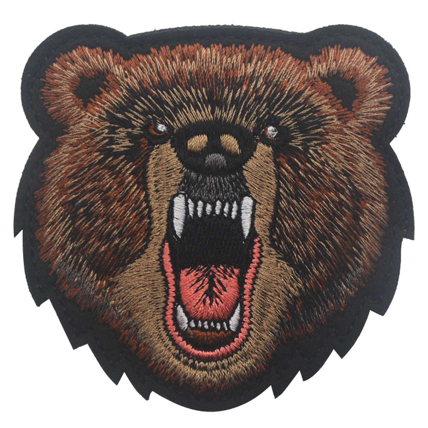 Bear Angry Grizzly Embroidered Patches Badge Decorative Appliques with Hook and Loop Backing 3.15 Inch 2PCS - Image 4