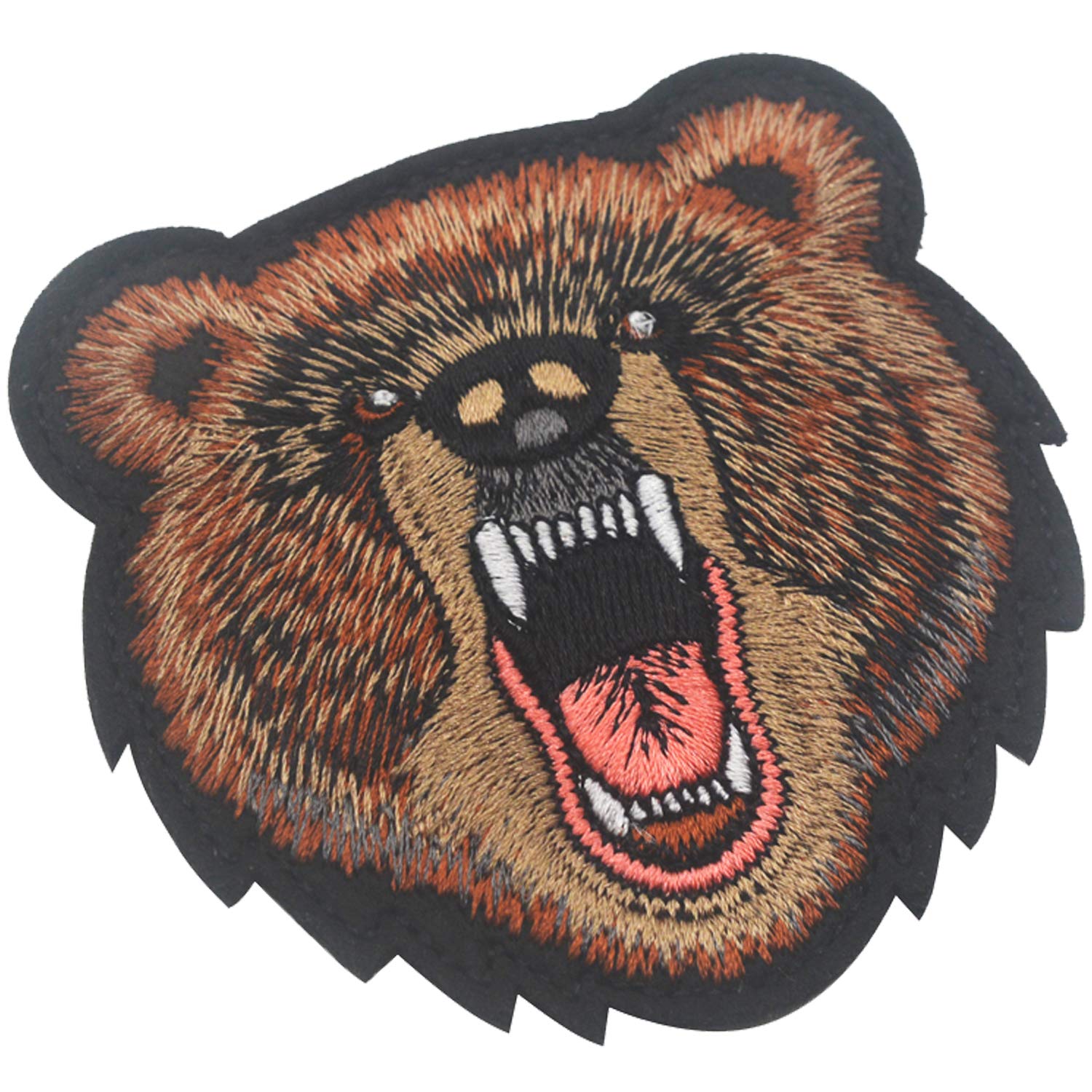 Bear Angry Grizzly Embroidered Patches Badge Decorative Appliques with Hook and Loop Backing 3.15 Inch 2PCS - Image 6