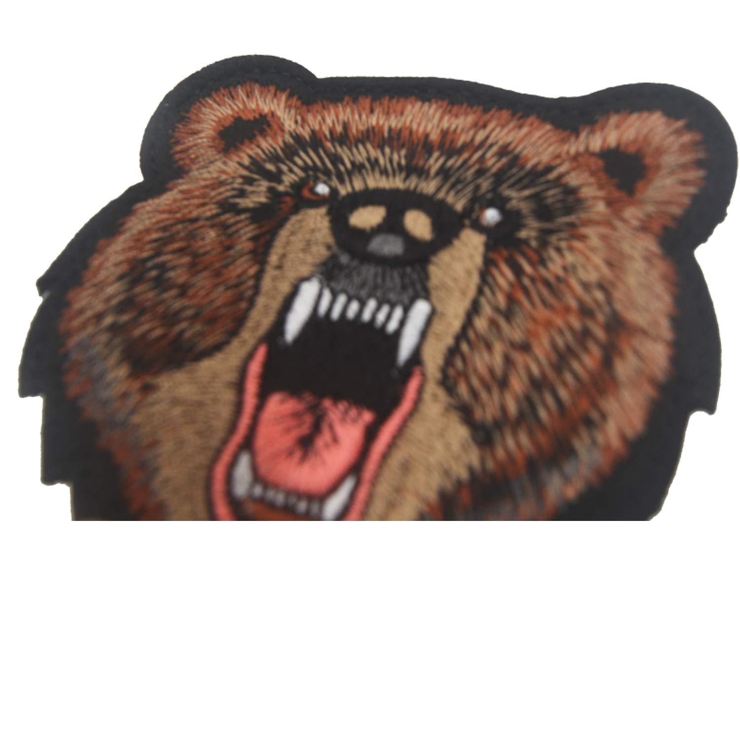 Bear Angry Grizzly Embroidered Patches Badge Decorative Appliques with Hook and Loop Backing 3.15 Inch 2PCS - Image 7