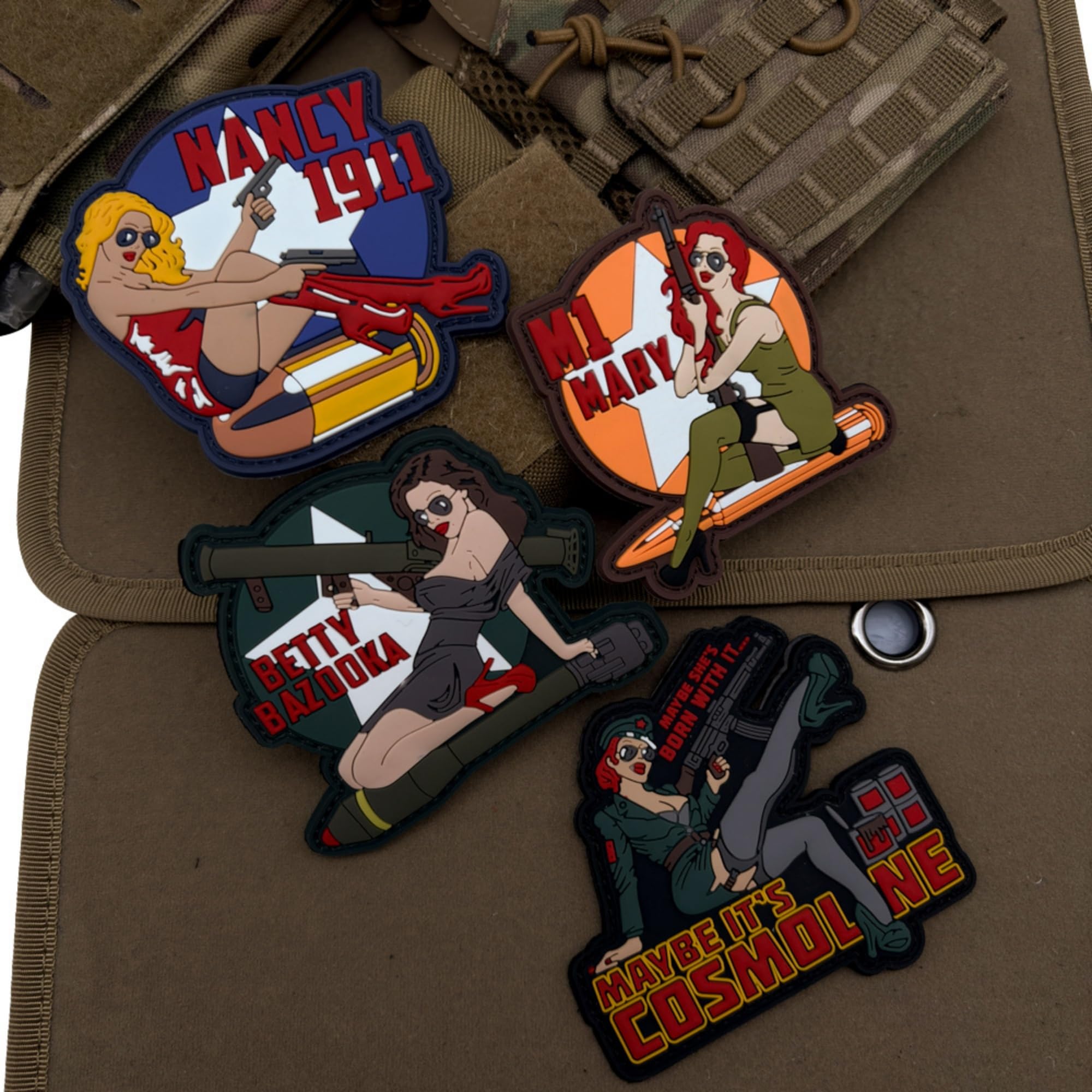 Belle Art Pin-up Girl Tactical Morale Patches, Military Style PVC Badges with Hook and Loop Backing, Set of 4 - Image 8