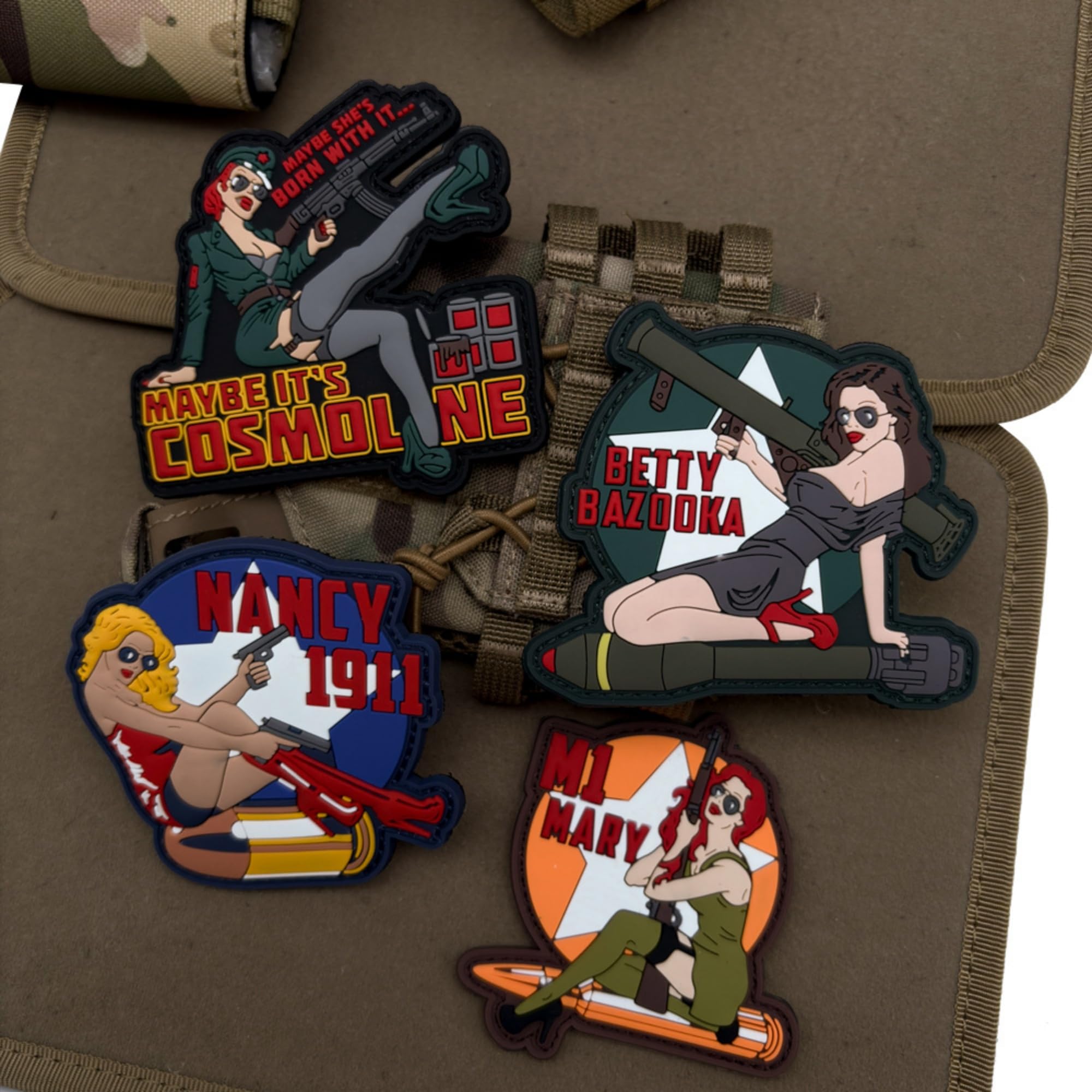 Belle Art Pin-up Girl Tactical Morale Patches, Military Style PVC Badges with Hook and Loop Backing, Set of 4 - Image 9