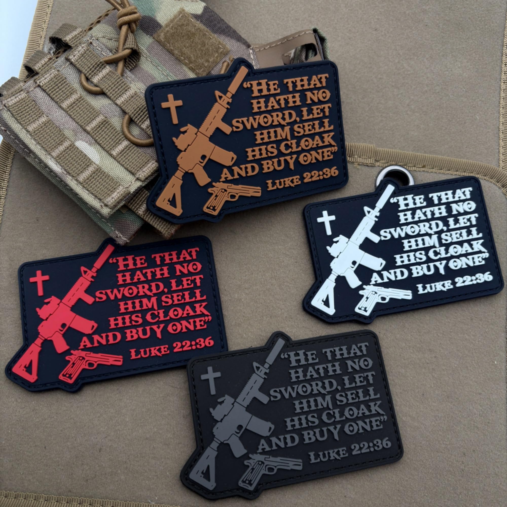 Biblical Tactical PVC Patch, Luke 22:36 Quote, Glow-in-Dark, Hook and Loop Fastener Backing, 3.94 inch - Image 6