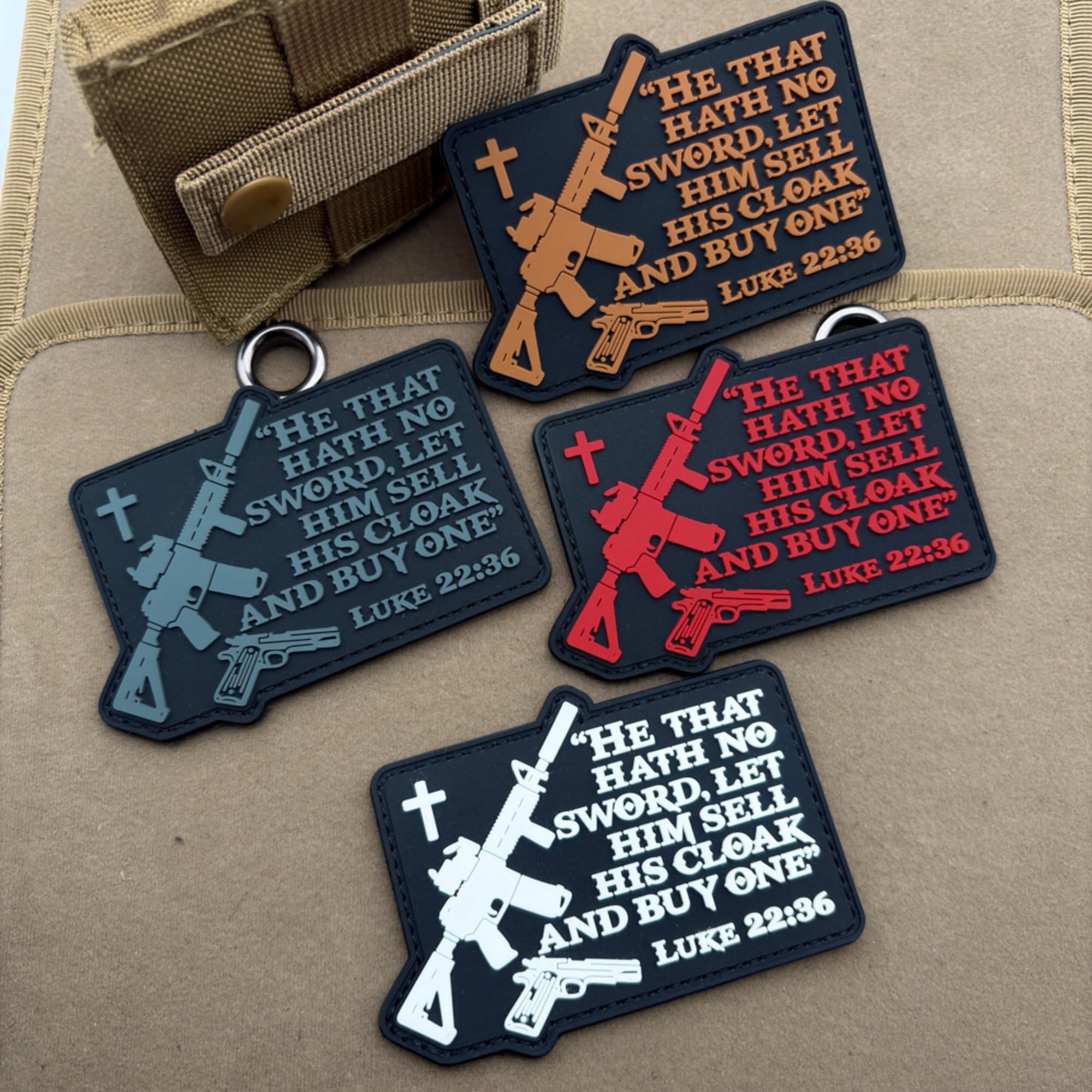 Biblical Tactical PVC Patch, Luke 22:36 Quote, Glow-in-Dark, Hook and Loop Fastener Backing, 3.94 inch - Image 7