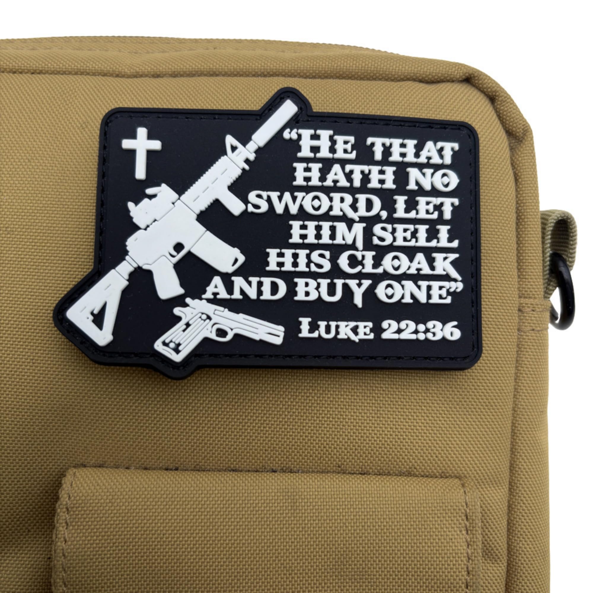 Biblical Tactical PVC Patch, Luke 22:36 Quote, Glow-in-Dark, Hook and Loop Fastener Backing, 3.94 inch - Image 8