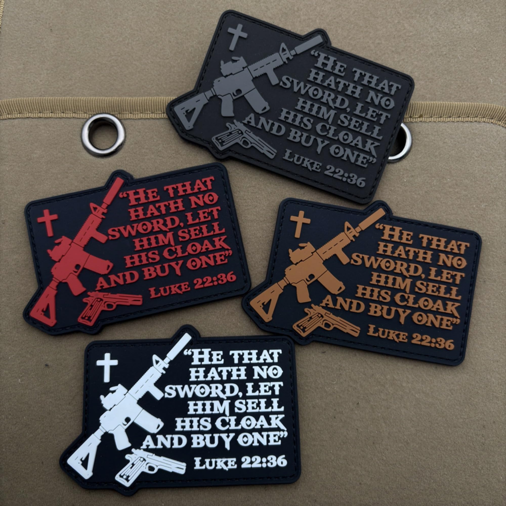 Biblical Tactical PVC Patch, Luke 22:36 Quote, Glow-in-Dark, Hook and Loop Fastener Backing, 3.94 inch - Image 9
